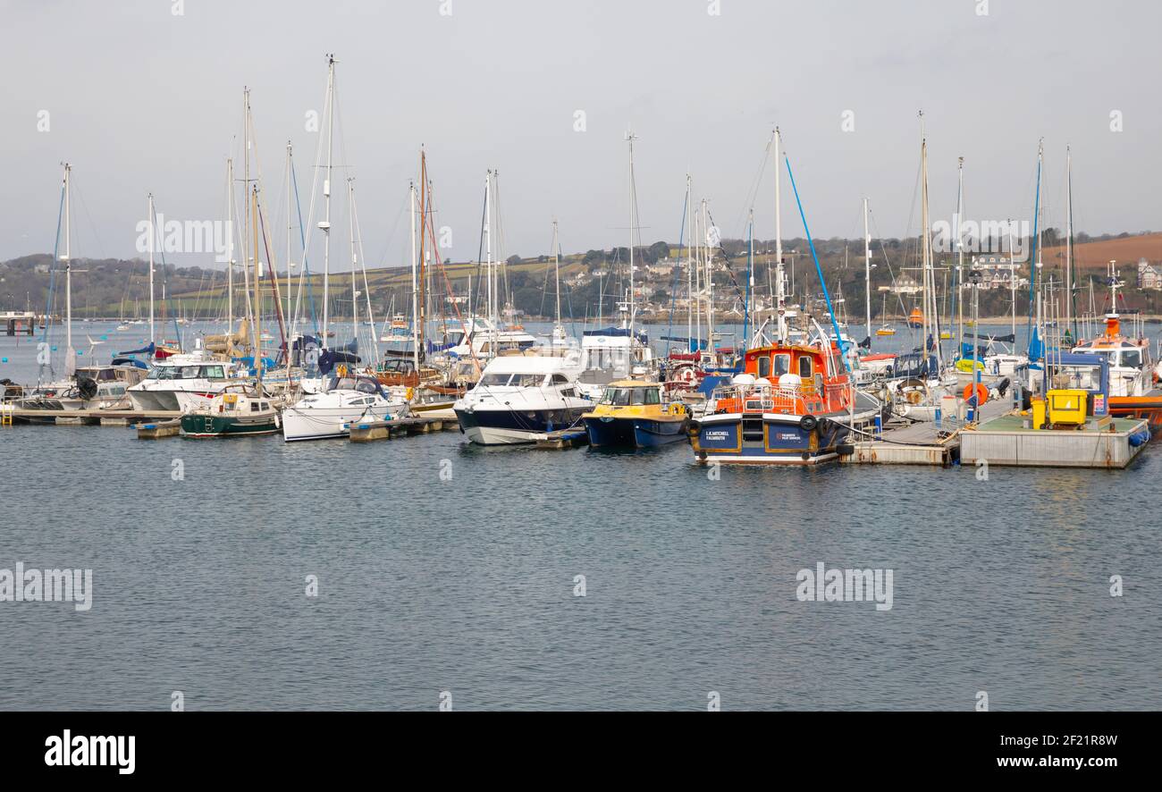 Various boats in Falmouth Harbour Cornwall, UK Stock Photo Alamy