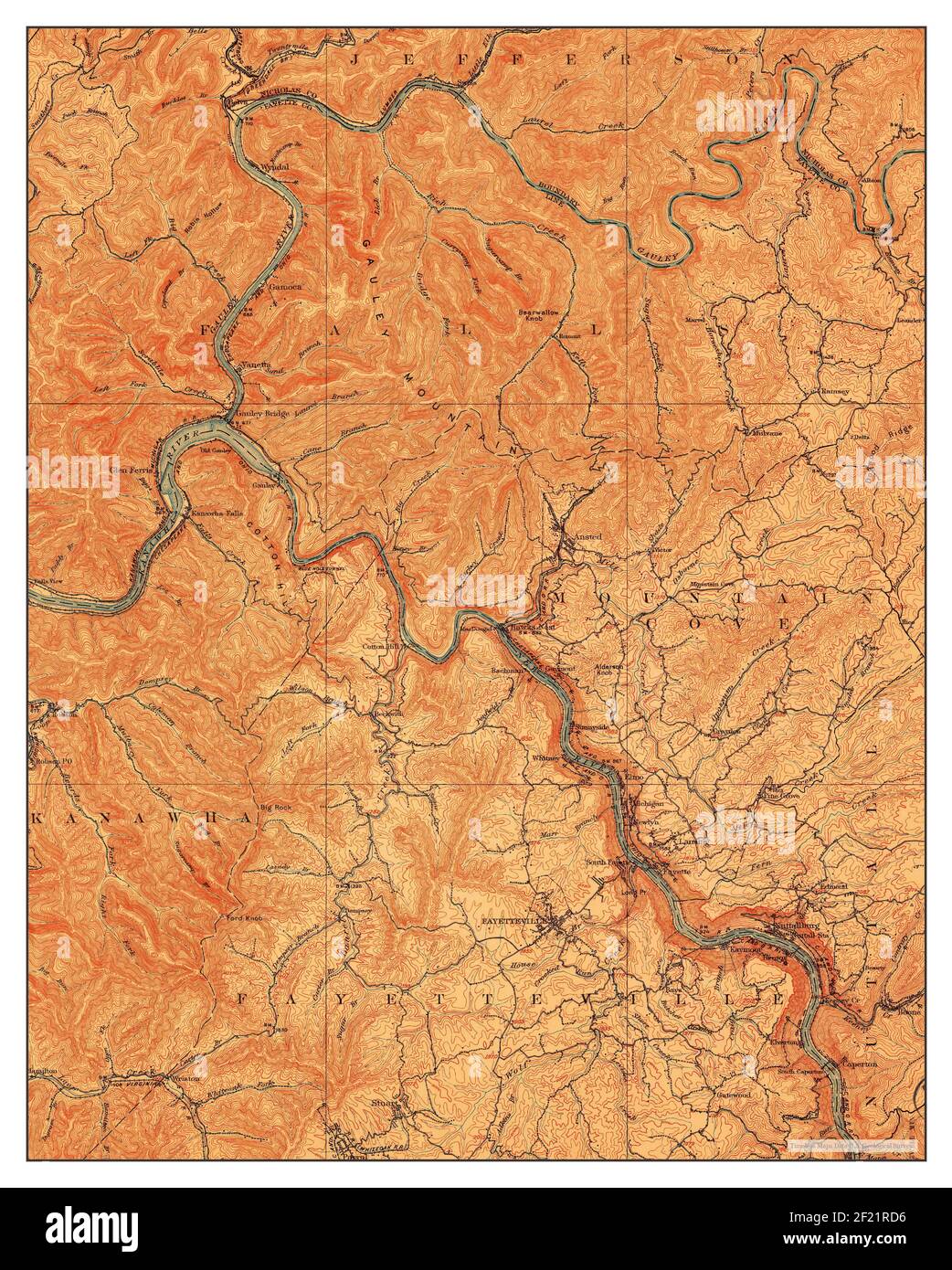 Fayetteville, West Virginia, map 1910, 1:62500, United States of America by Timeless Maps, data U.S. Geological Survey Stock Photo
