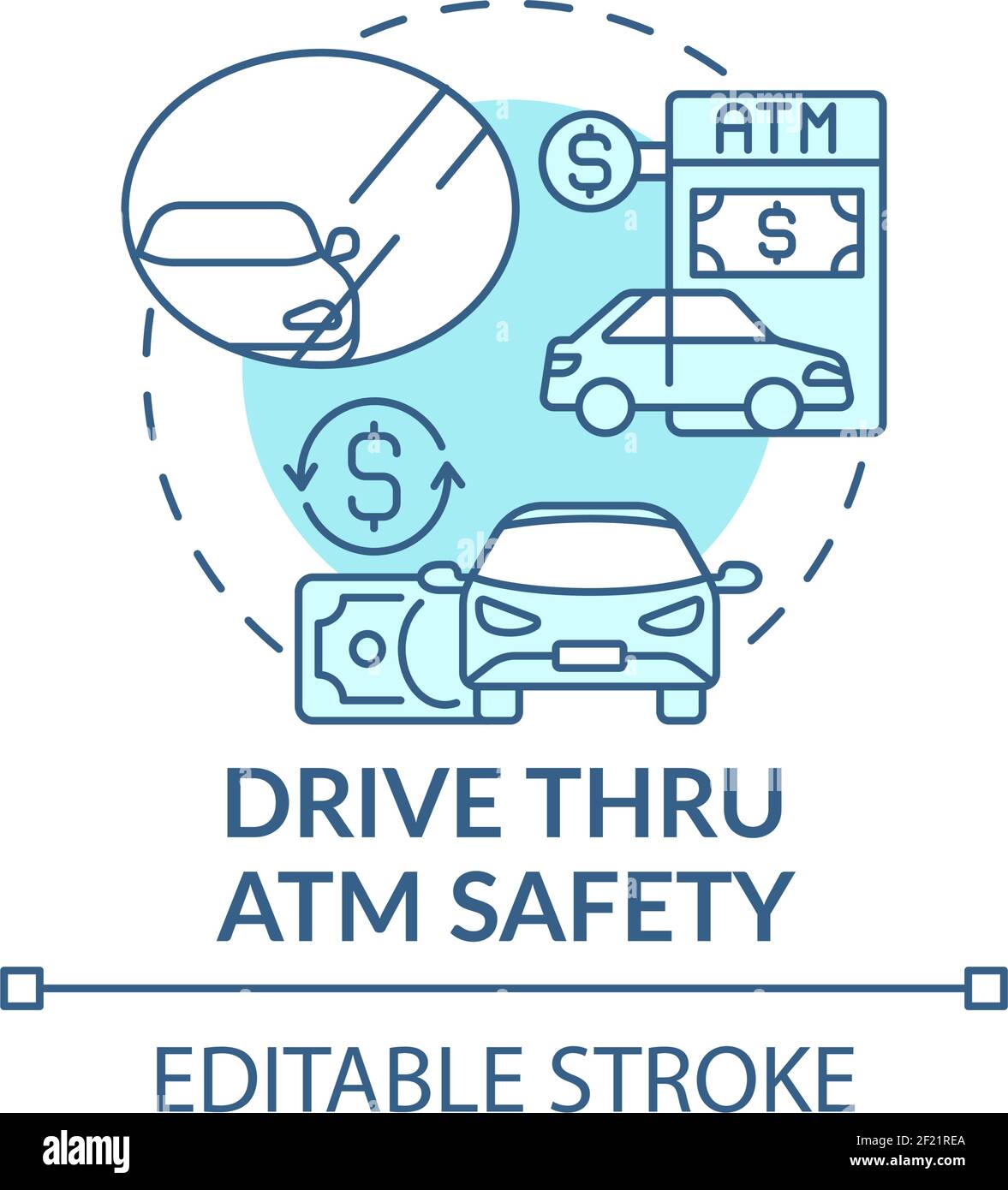 Drive thru ATM safety concept icon Stock Vector