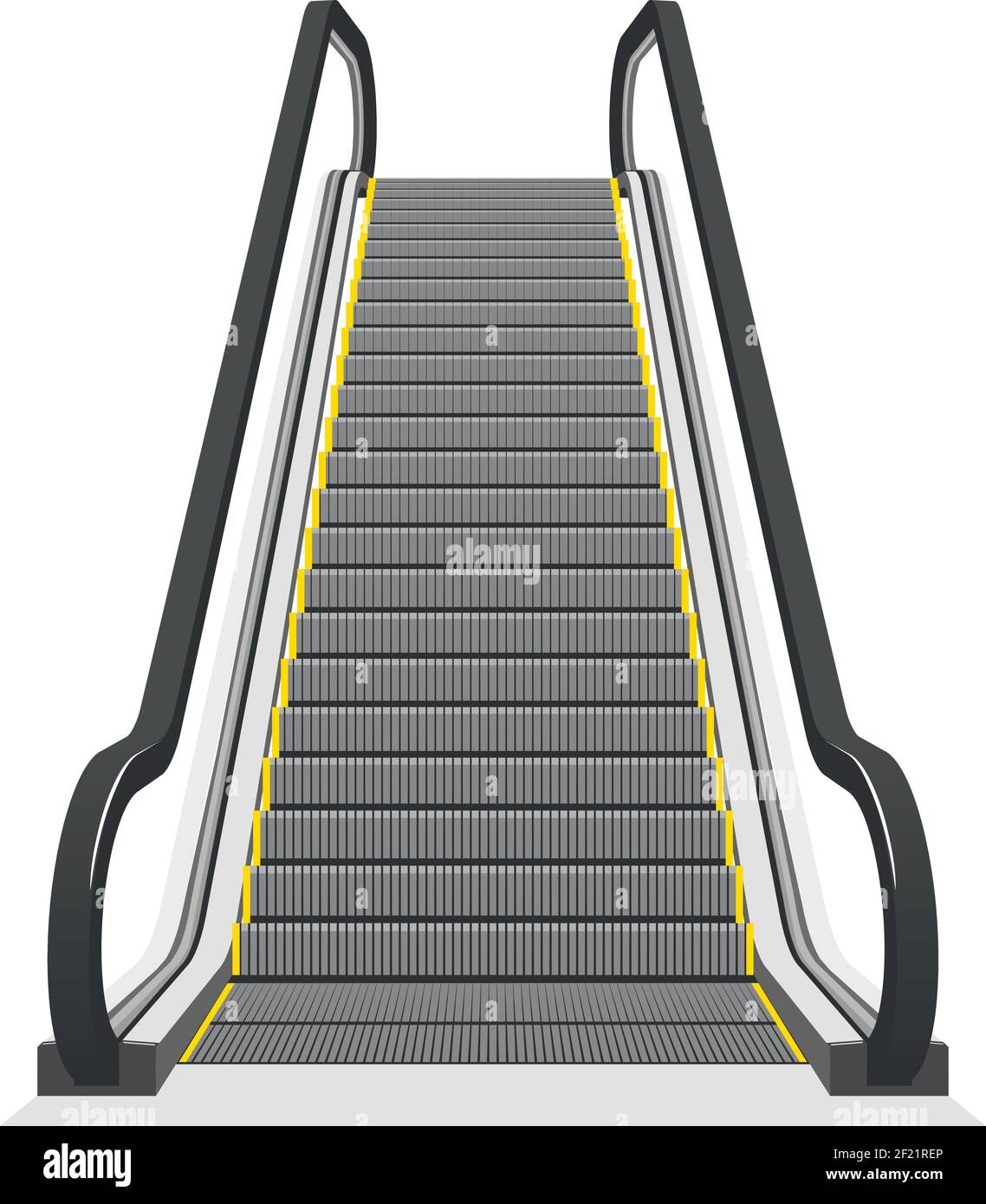 Escalator isolated on white background. Modern architecture stair, lift