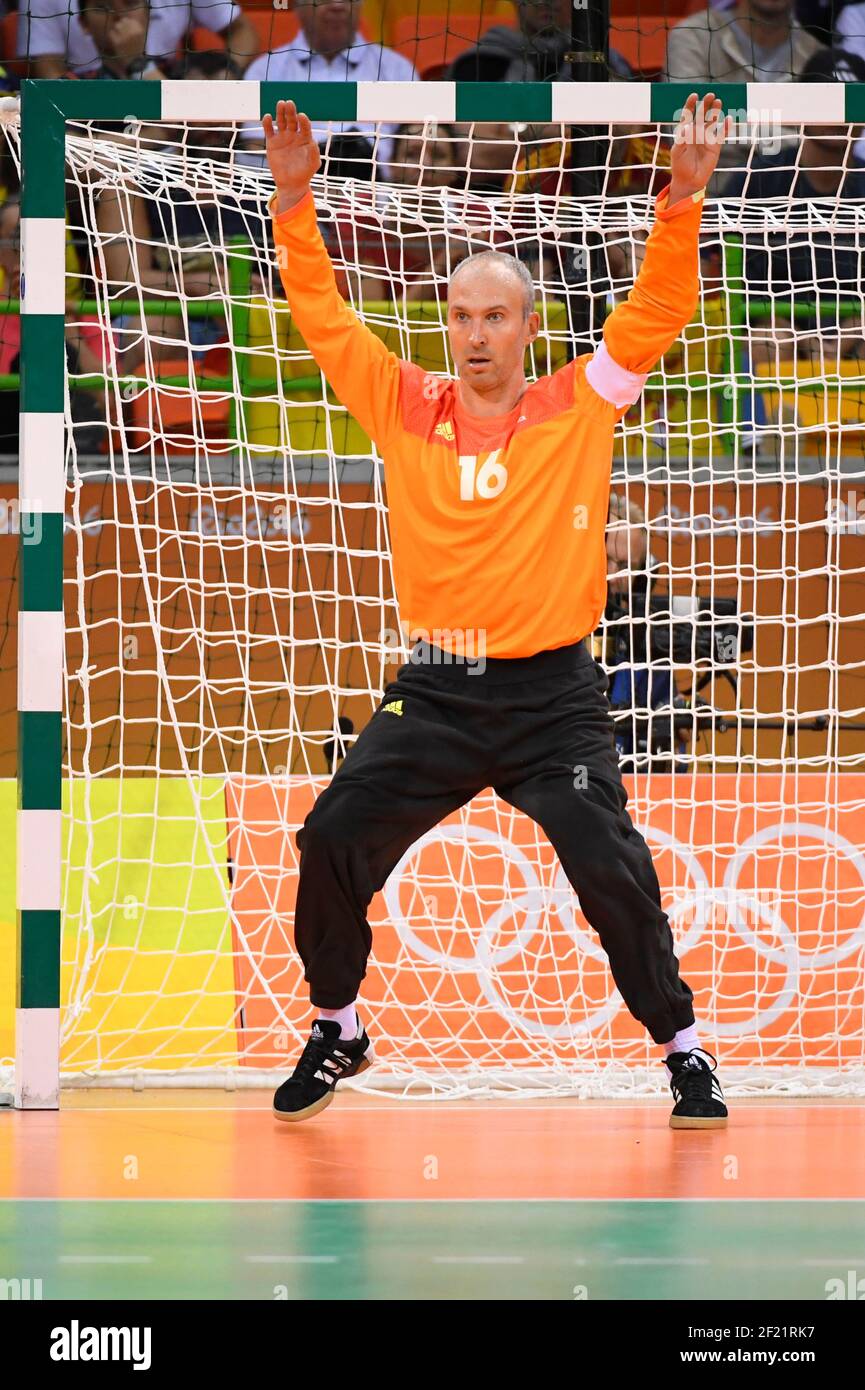 France s Thierry Omeyer Handball Men s during the Olympic Games RIO 2016,  Handball Men Final Denmark v France, on August 21, 2016, in Rio, Brazil -  Photo Julien Crosnier / KMSP / DPPI Stock Photo - Alamy