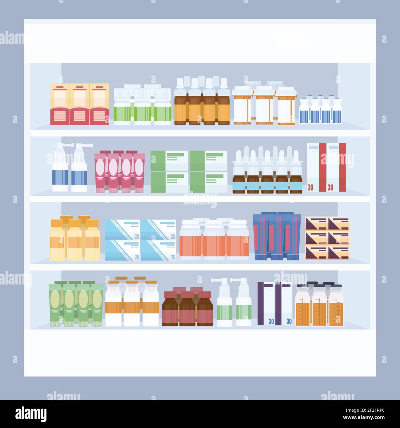 Pharmacy shelves Stock Vector Images - Alamy