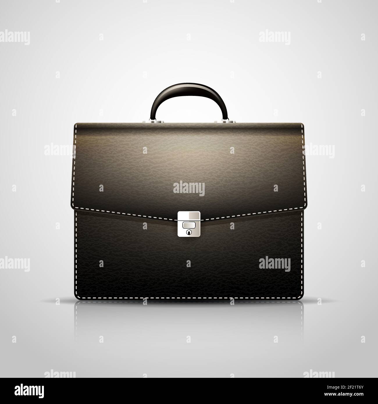 Vector Black Brief case with leather texture Stock Vector