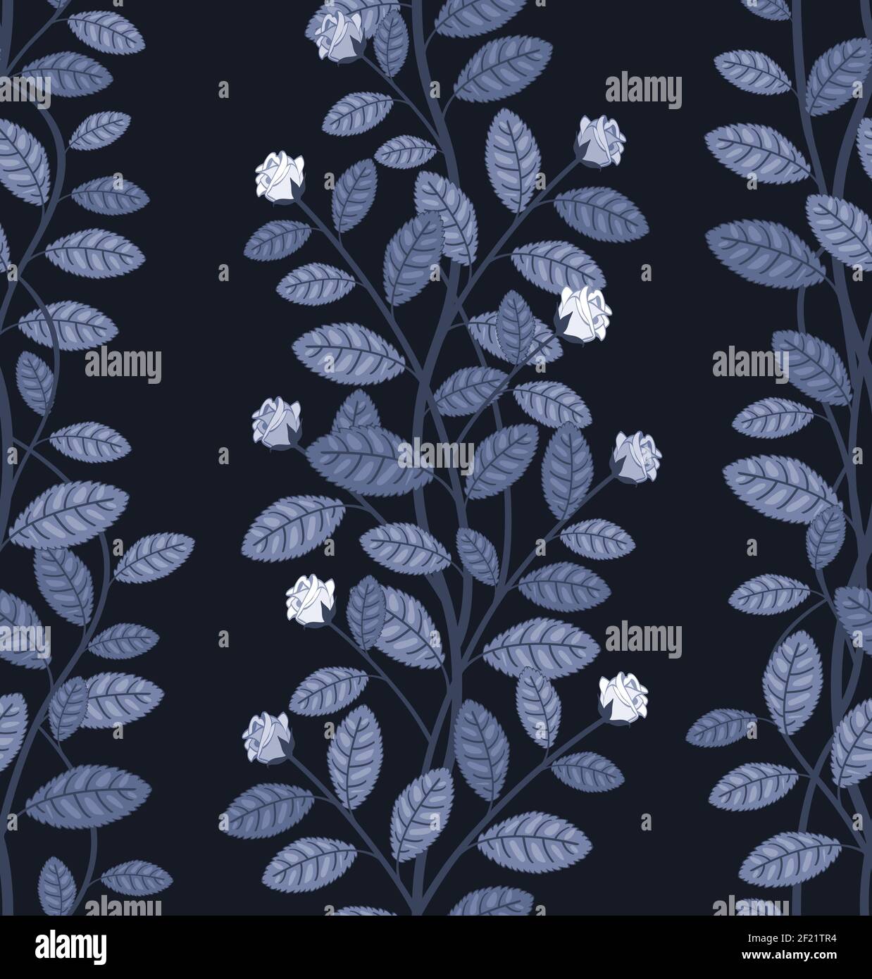 Seamless floral pattern on blue background vector illustration Stock ...