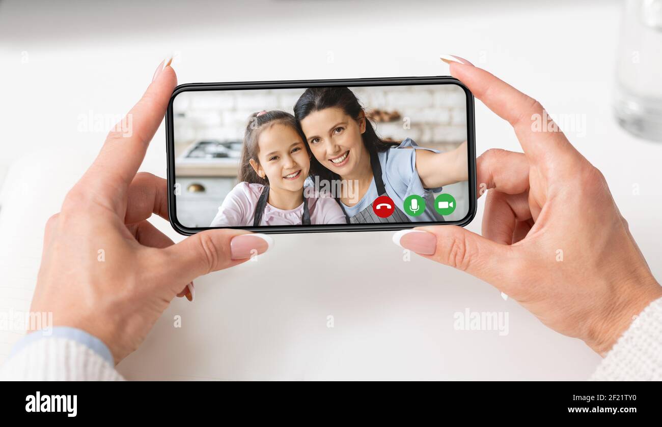 Social Distance Call Social distancing, call to work and video chat with family Stock Photo ...