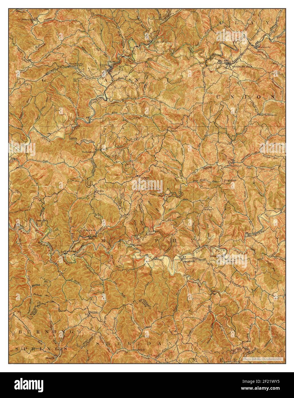 Harrisville, West Virginia, map 1907, 1:62500, United States of America by Timeless Maps, data U.S. Geological Survey Stock Photo