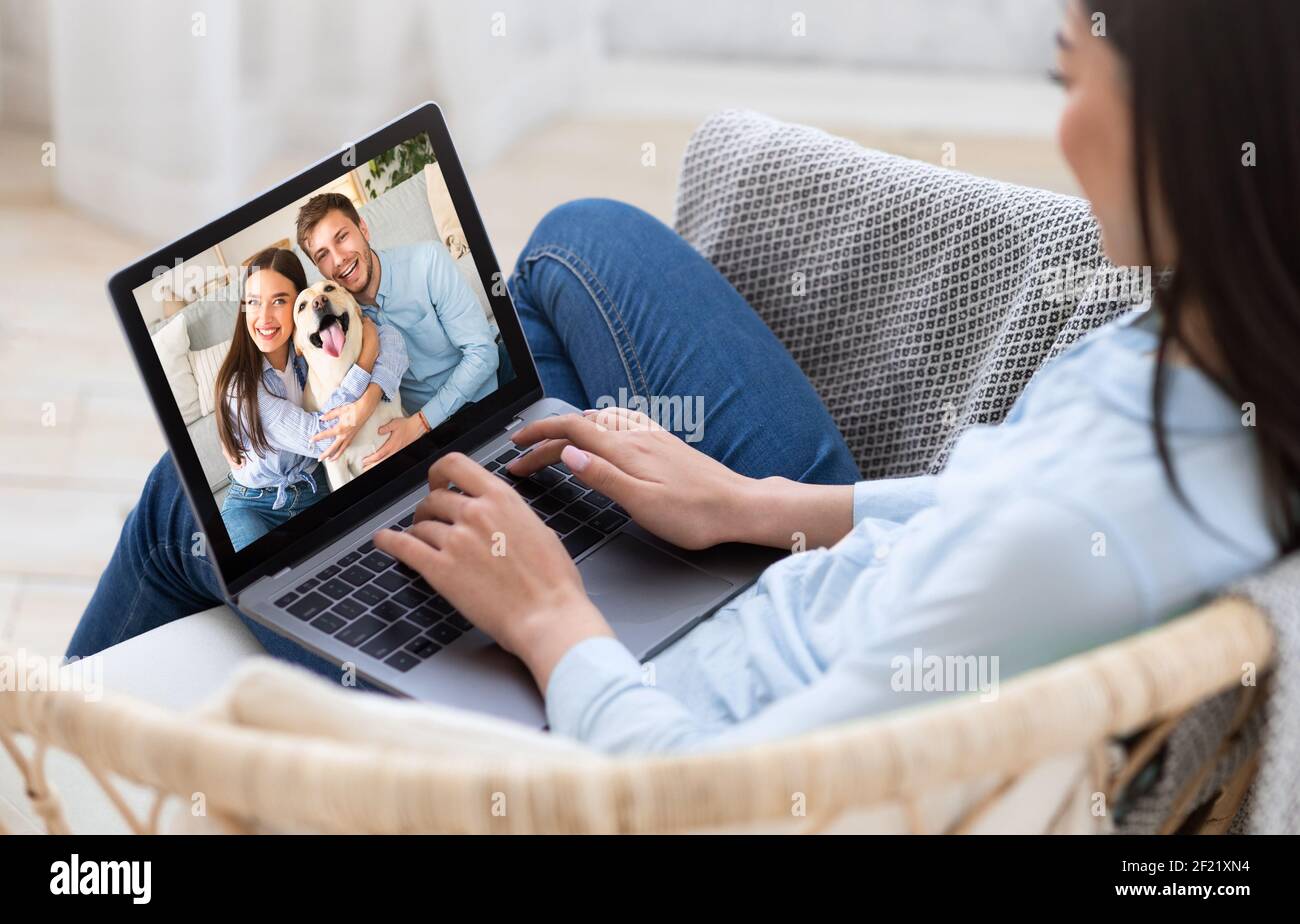 Communication with family remote, using device, video call conference