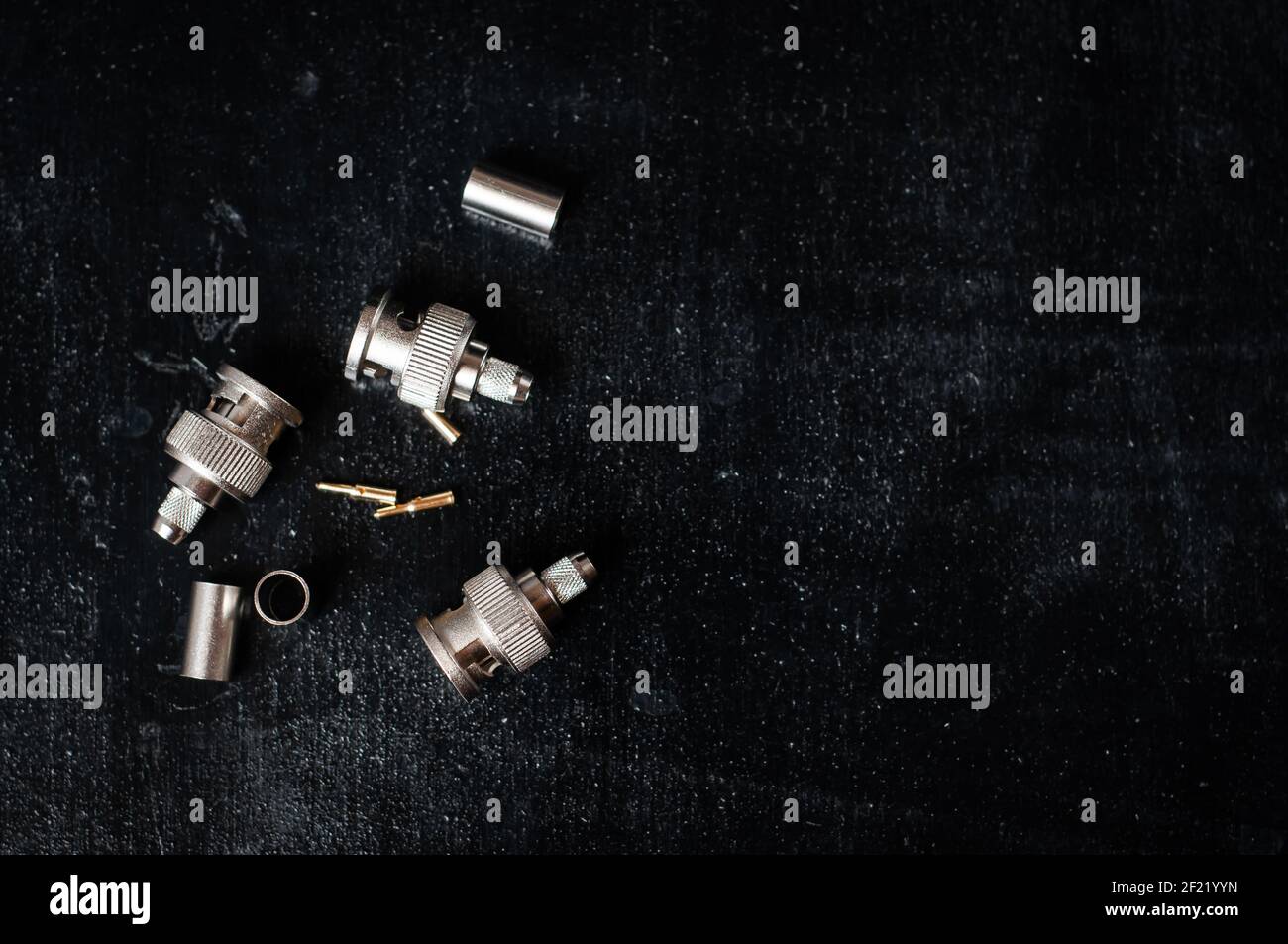 Repair kit for bnc connector for crimping sdi signal cable Stock Photo