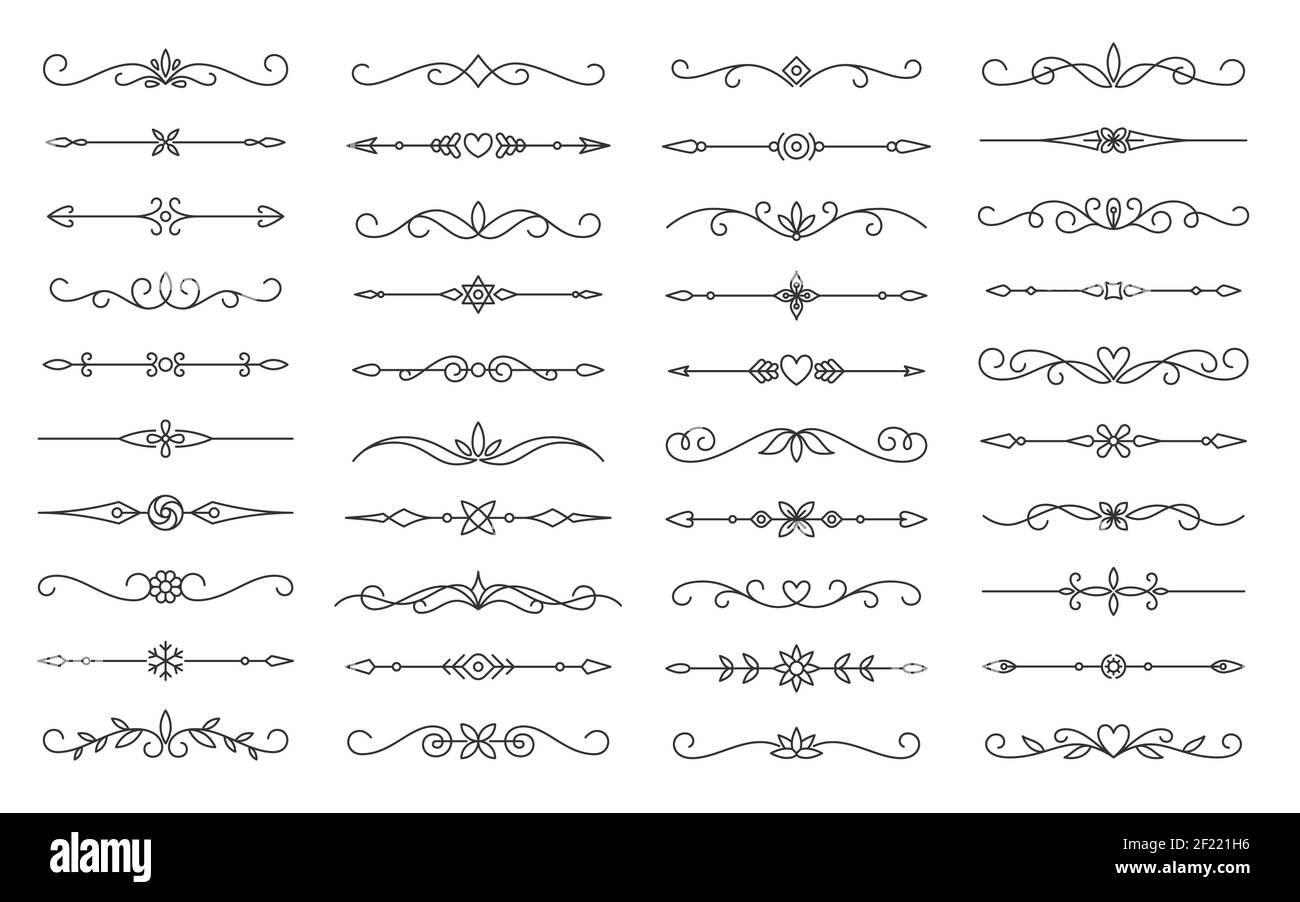 Divider Thin Line Element Set Border Underline On Text Page Book 