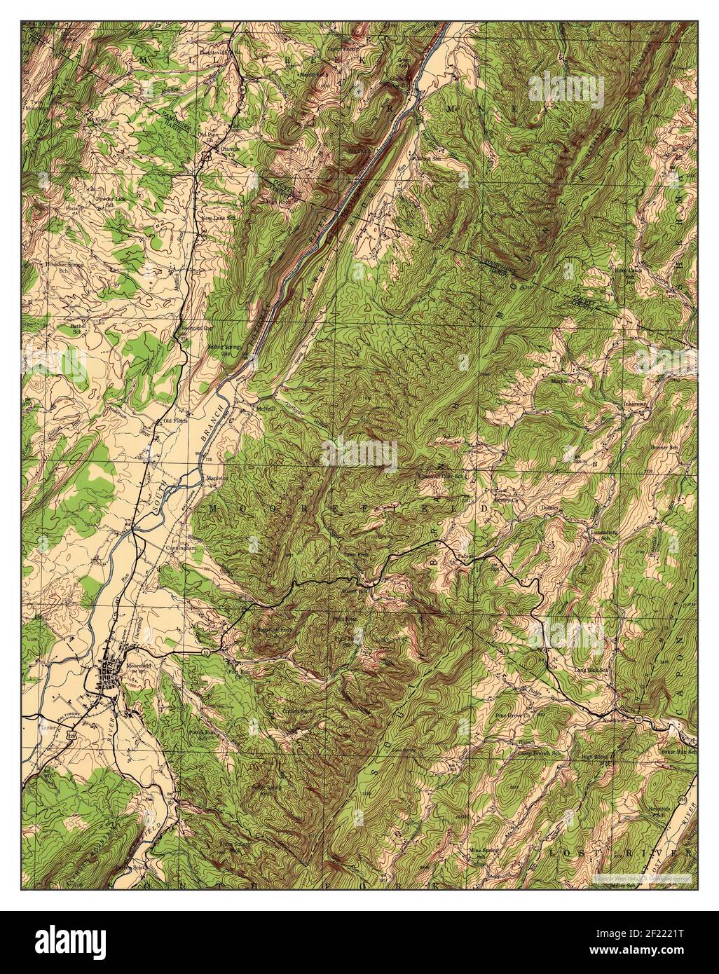 Moorefield, West Virginia, map 1945, 1:62500, United States of America by Timeless Maps, data U.S. Geological Survey Stock Photo