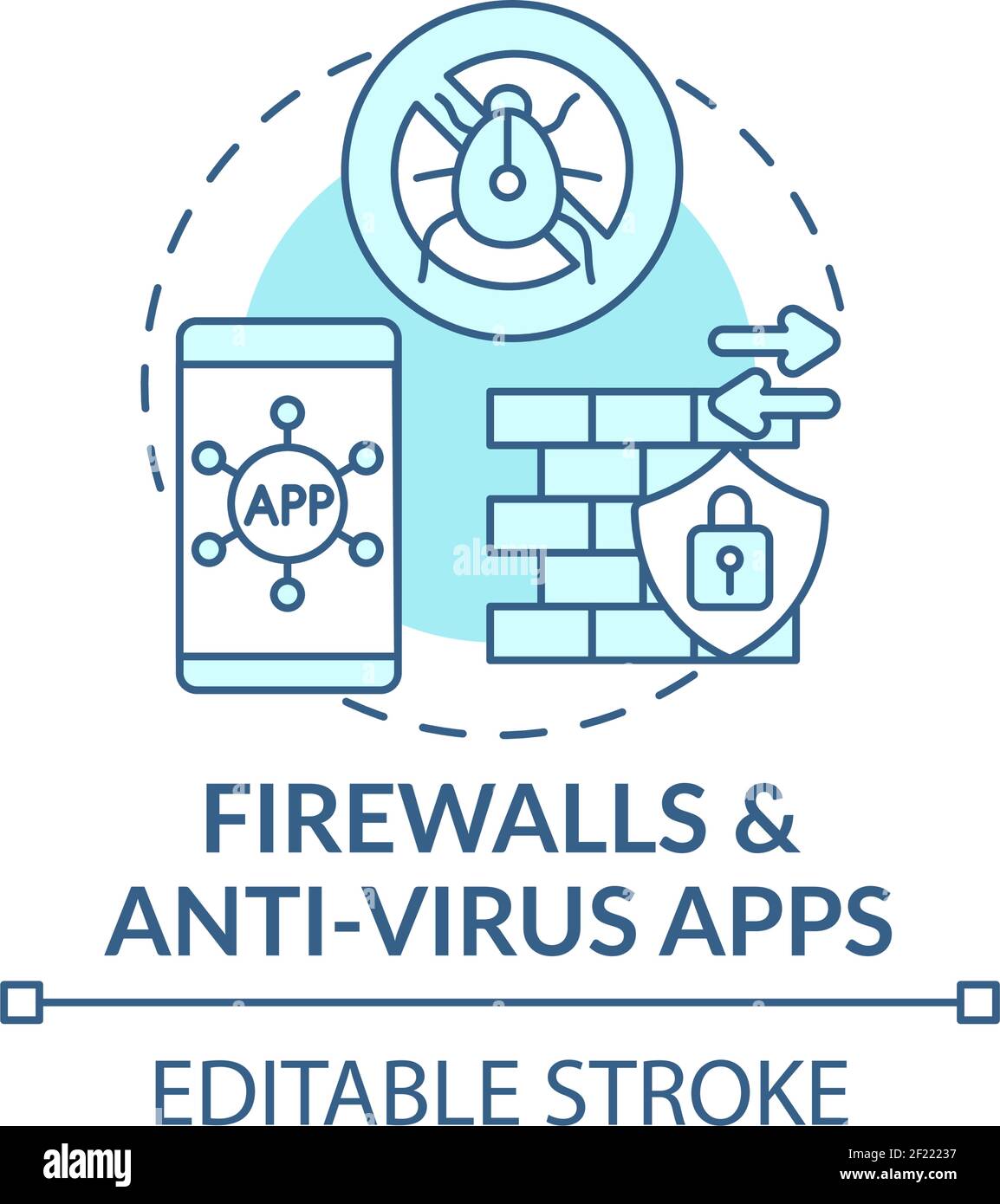 Firewall and anti-virus apps concept icon Stock Vector