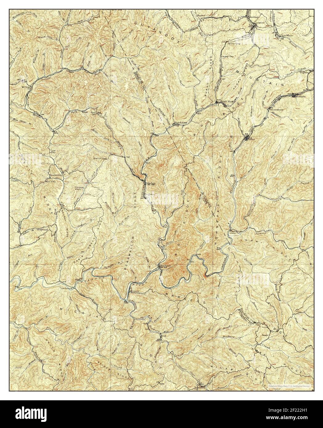 Mullens, West Virginia, map 1912, 1:62500, United States of America by Timeless Maps, data U.S. Geological Survey Stock Photo