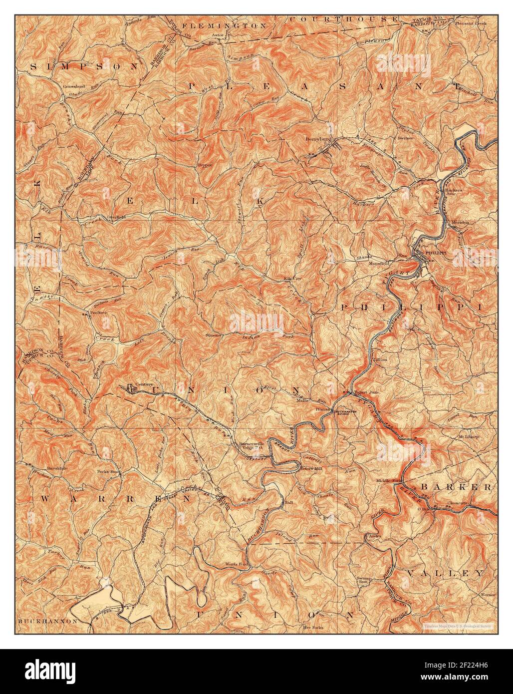 Philippi, West Virginia, map 1904, 1:62500, United States of America by Timeless Maps, data U.S. Geological Survey Stock Photo