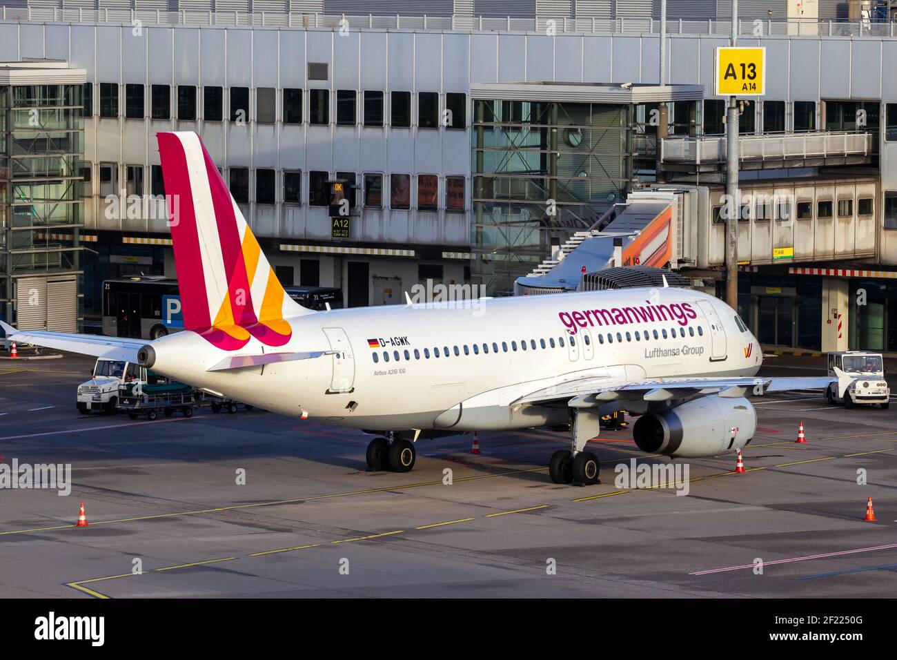 GermanWings Airbus A319-100 passenger plane at Dusseldorf Airport. Germany - December 17, 2015 Stock Photo