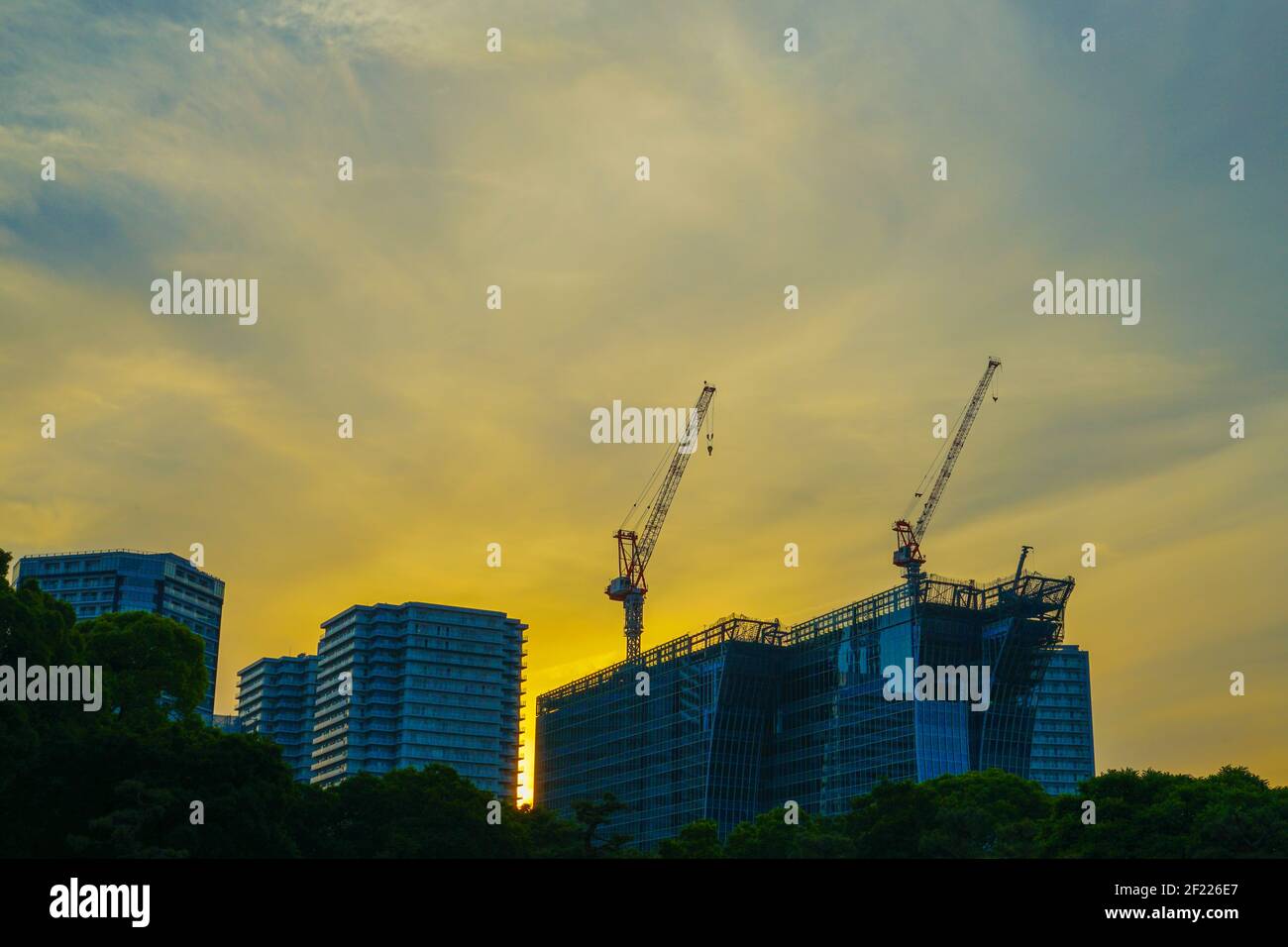Twilight sky and the Minato Mirai of buildings Yokohama Stock Photo