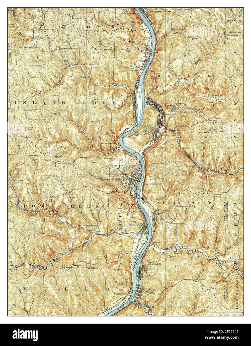 Steubenville, West Virginia, map 1935, 1:62500, United States of America by Timeless Maps, data U.S. Geological Survey Stock Photo