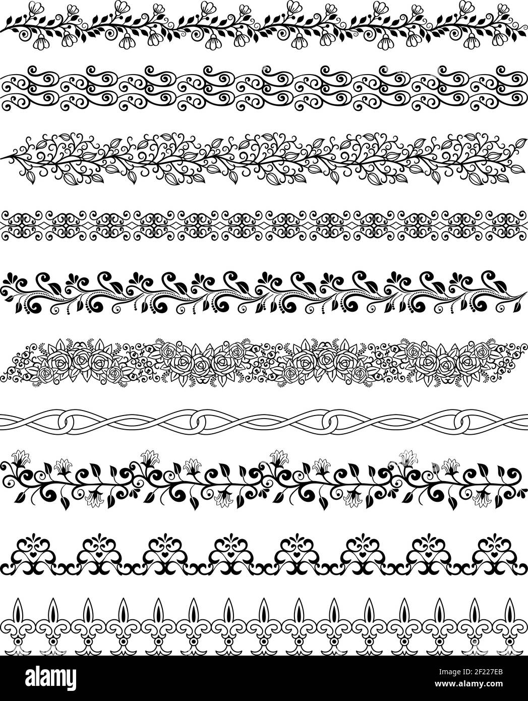 Set of vintage vector borders. Pattern line, calligraphy and page margins Stock Vector