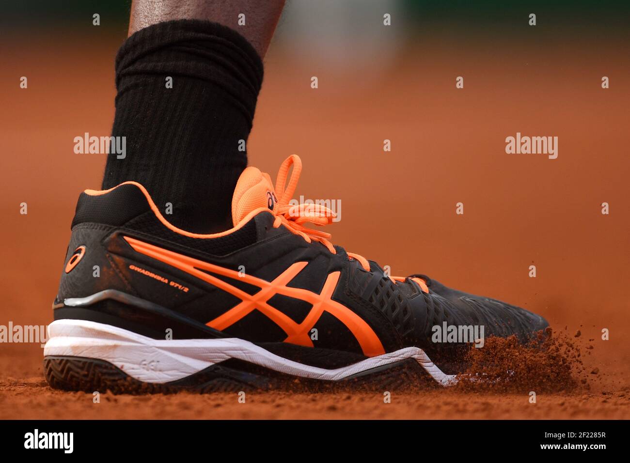 Tennis shoes of Gael Monfils during the Roland Garros French Tennis Open  2017, on June 5, 2017, at the Roland Garros Stadium in Paris, France -  Photo Philippe Millereau / KMSP / DPPI Stock Photo - Alamy