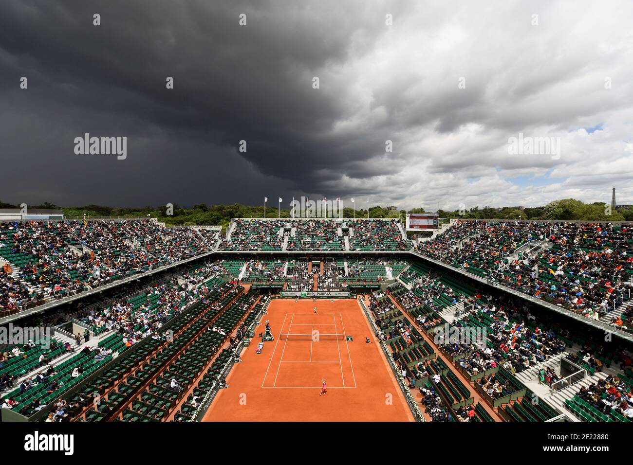 Illustration of Philippe Chatrier Court during the Roland Garros French Tennis  Open 2017, on June 6, 2017, at the Roland Garros Stadium in Paris, France -  Photo Philippe Millereau / KMSP / DPPI Stock Photo - Alamy