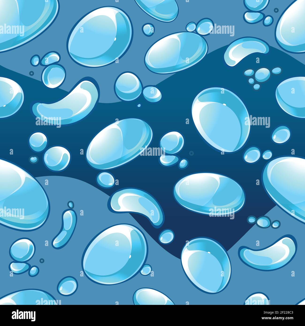 Water bubbles seamless background in cartoon style. Water liquid, clean ...
