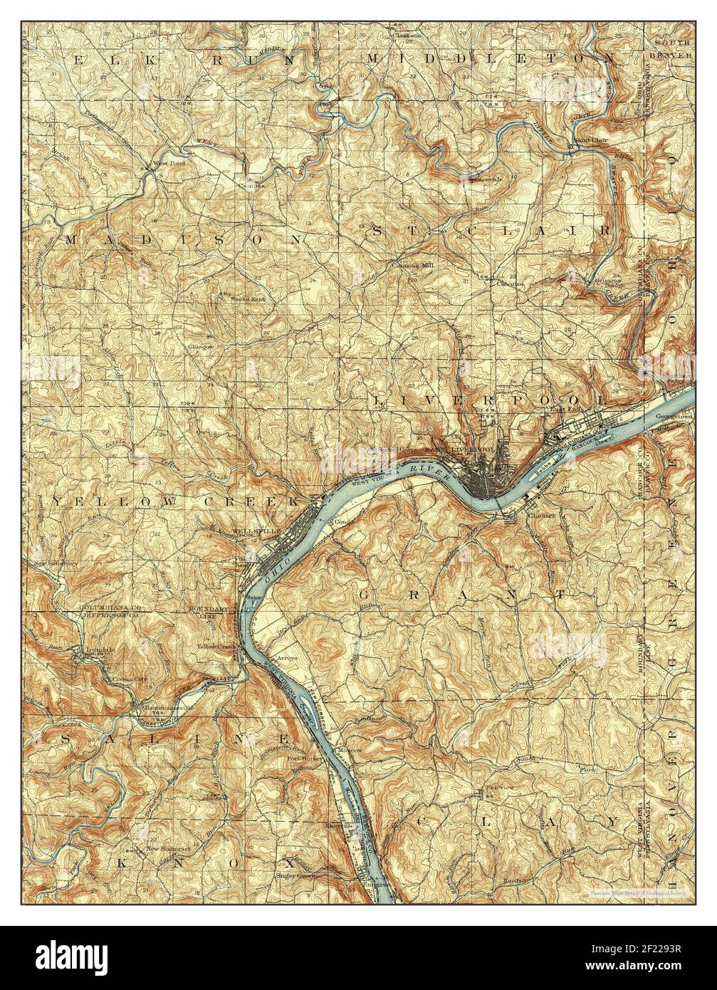 Wellsville, West Virginia, map 1904, 1:62500, United States of America by Timeless Maps, data U.S. Geological Survey Stock Photo