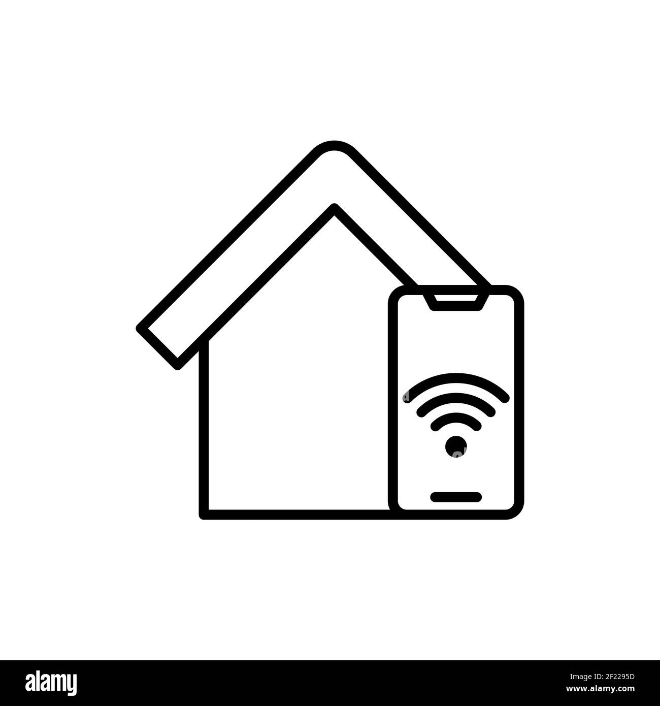 Smart Home Connection Icon Logo Vector design illustration. Smart home logo icon with wireless connection concept. Trendy Smart House vector icon flat Stock Vector