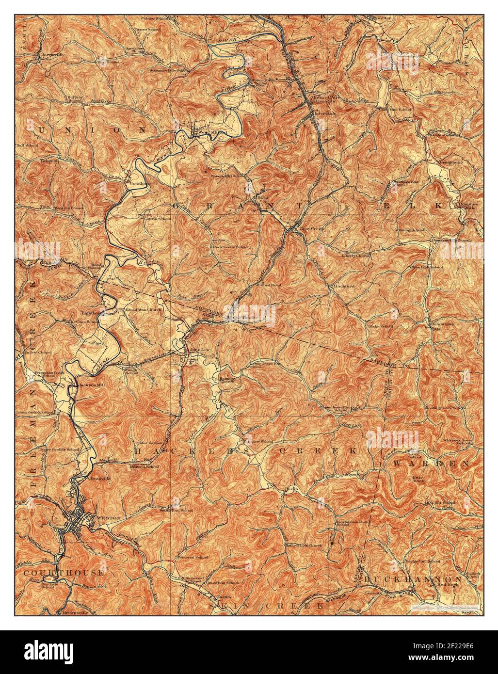 Weston, West Virginia, map 1926, 1:62500, United States of America by Timeless Maps, data U.S. Geological Survey Stock Photo