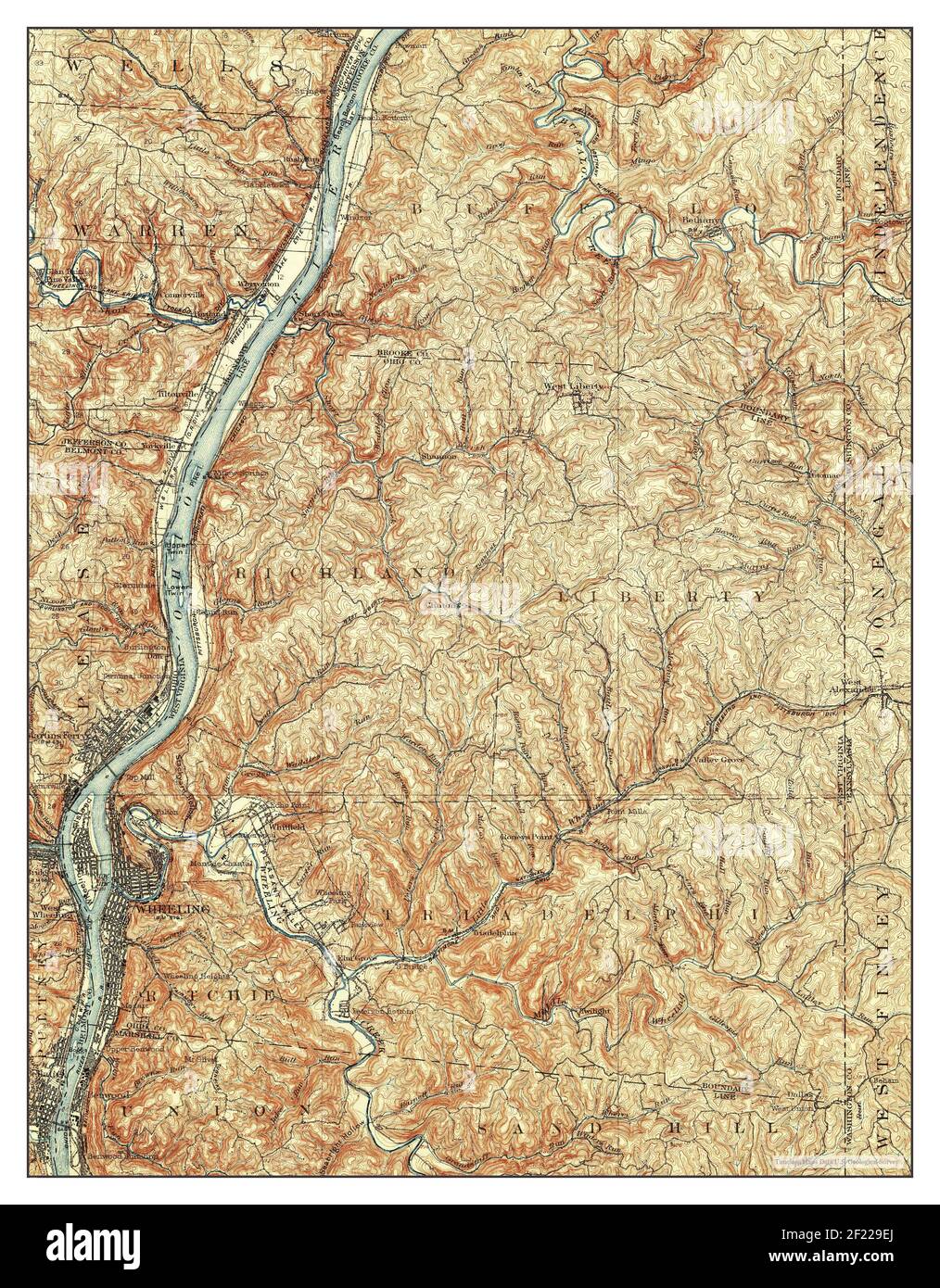 Wheeling, West Virginia, map 1902, 1:62500, United States of America by Timeless Maps, data U.S. Geological Survey Stock Photo