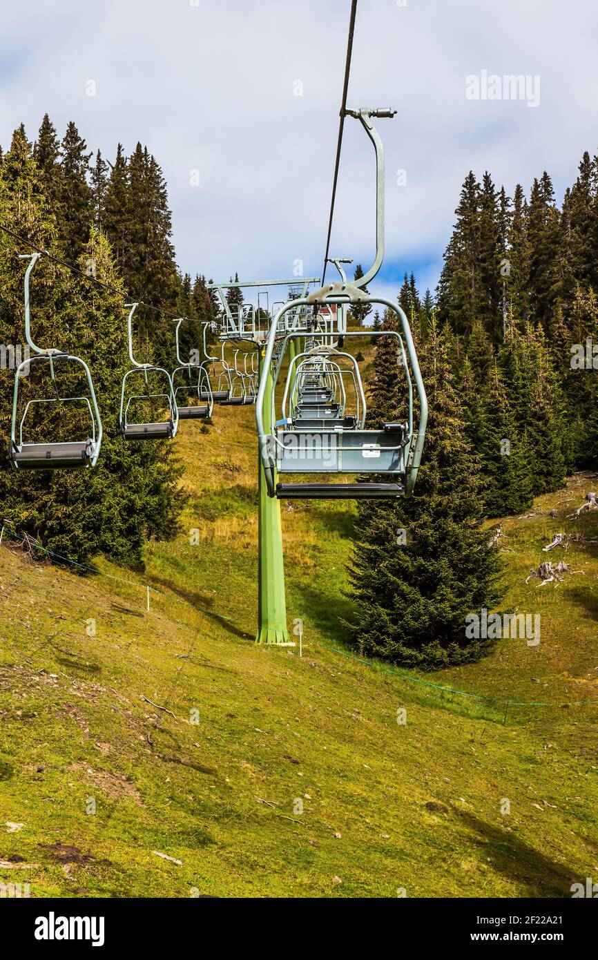 Ski lift for skiers Stock Photo