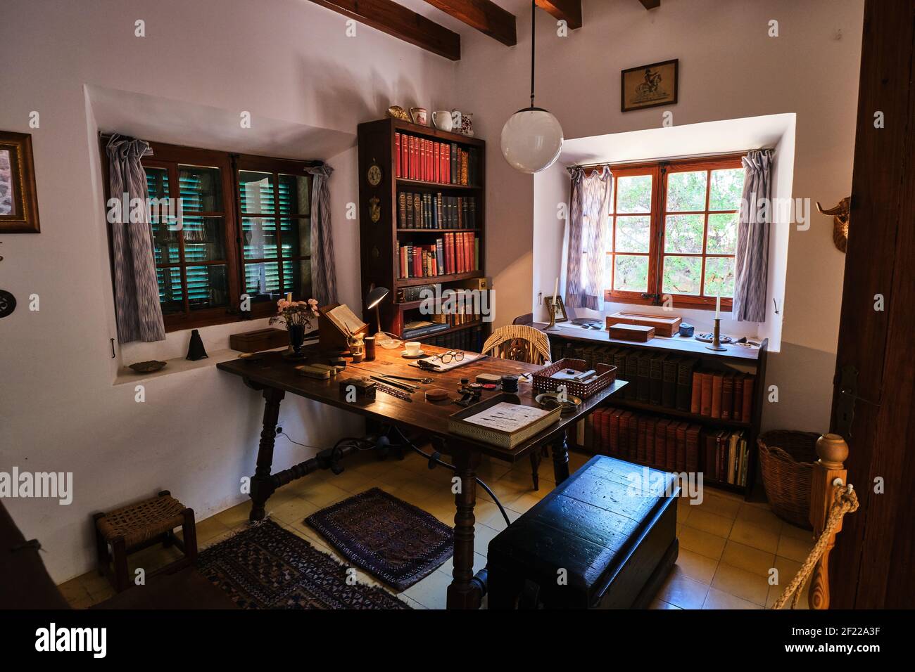 Robert Graves's study at his house in Deia, Mallorca Stock Photo