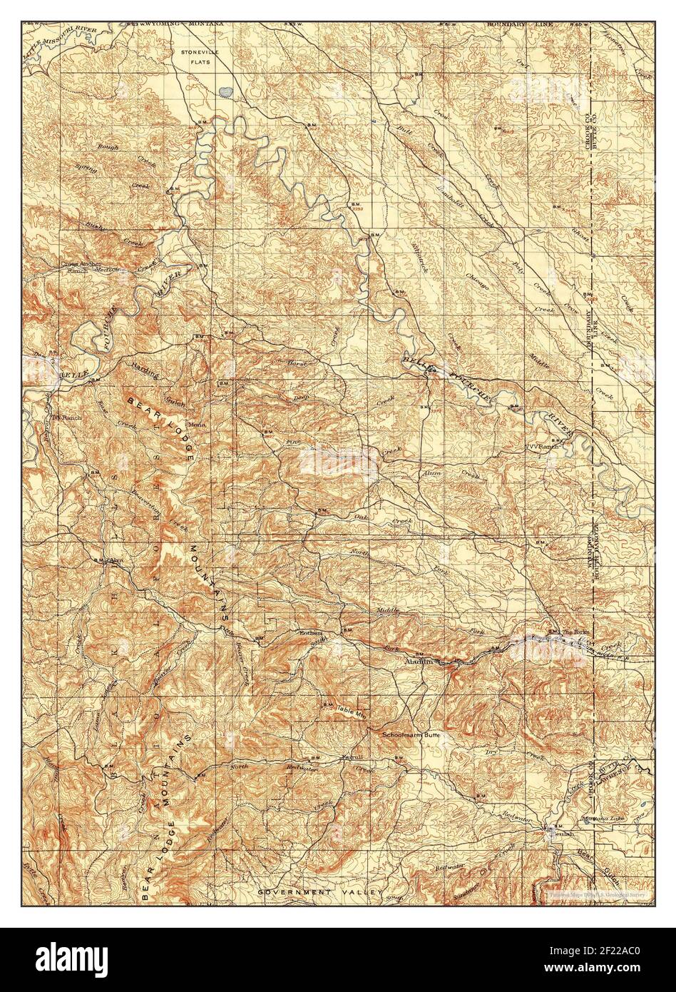 Aladdin, Wyoming, map 1903, 1:125000, United States of America by Timeless Maps, data U.S. Geological Survey Stock Photo