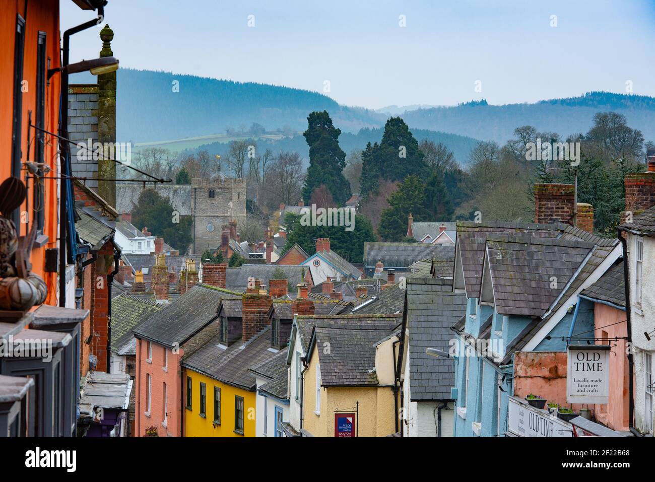 View of Bishops Castle, Shropshire, UK Stock Photo
