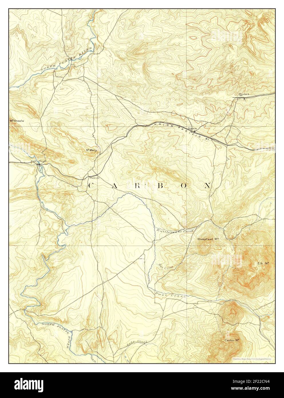 Fort Steele, Wyoming, map 1893, 1125000, United States of America by