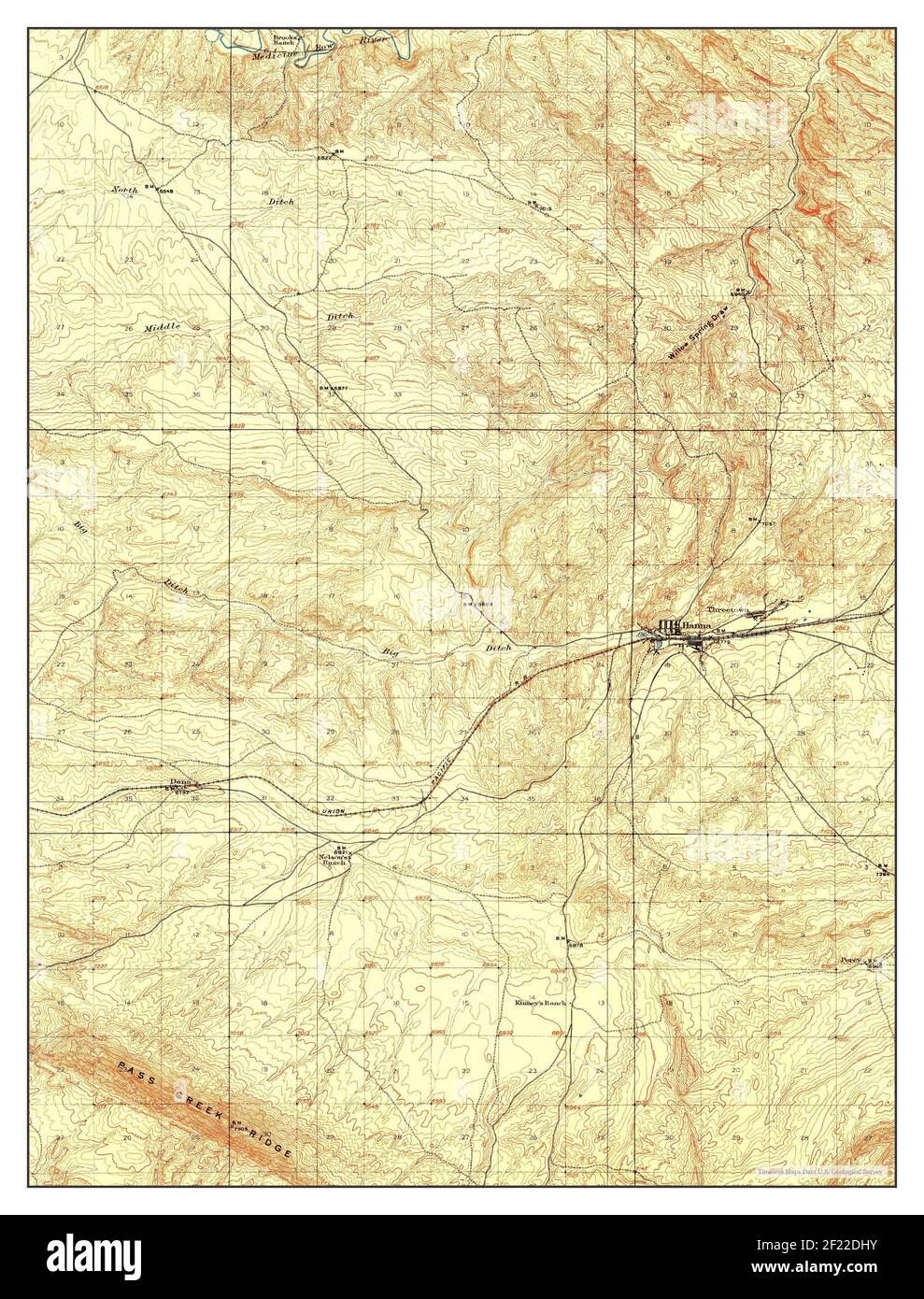 Hanna, Wyoming, map 1914, 1:62500, United States of America by Timeless Maps, data U.S. Geological Survey Stock Photo