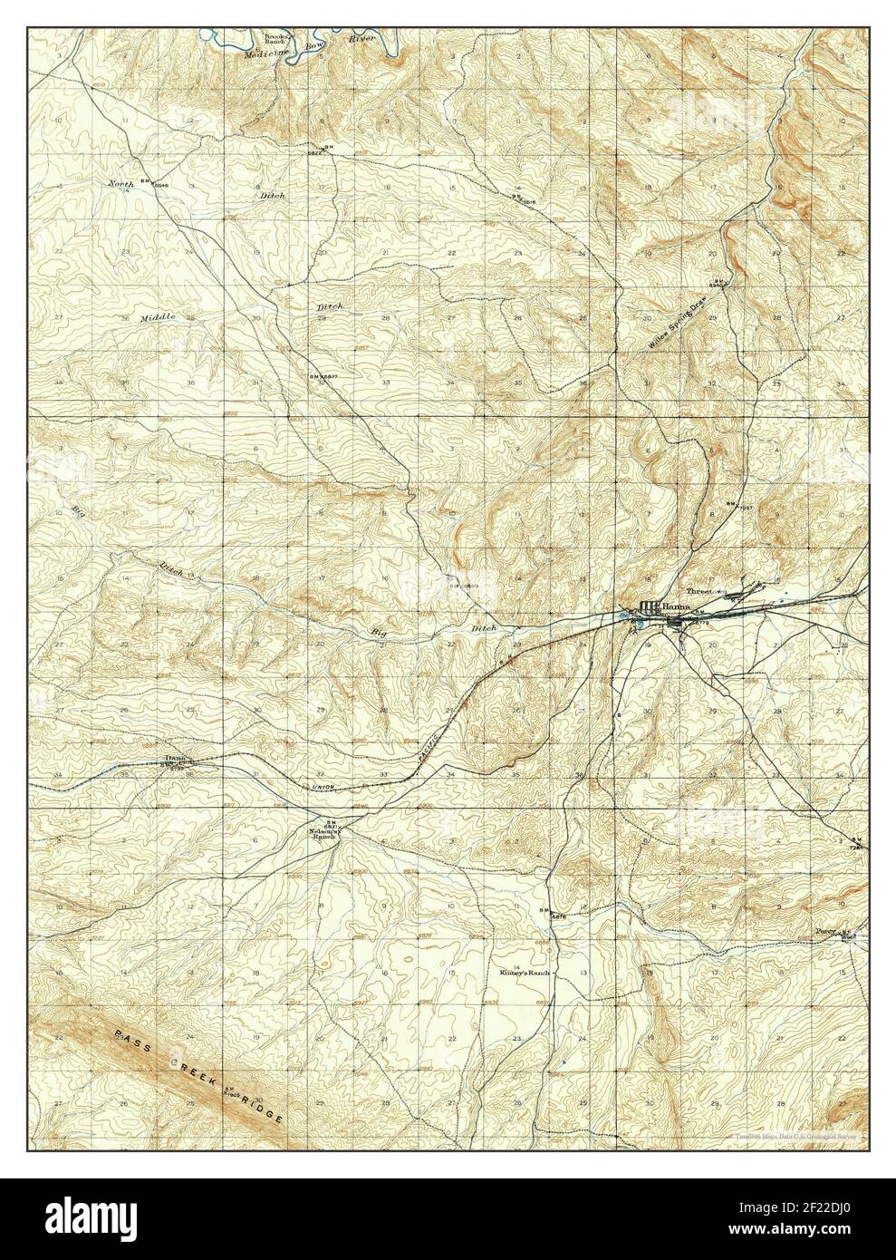 Hanna, Wyoming, map 1914, 1:62500, United States of America by Timeless Maps, data U.S. Geological Survey Stock Photo