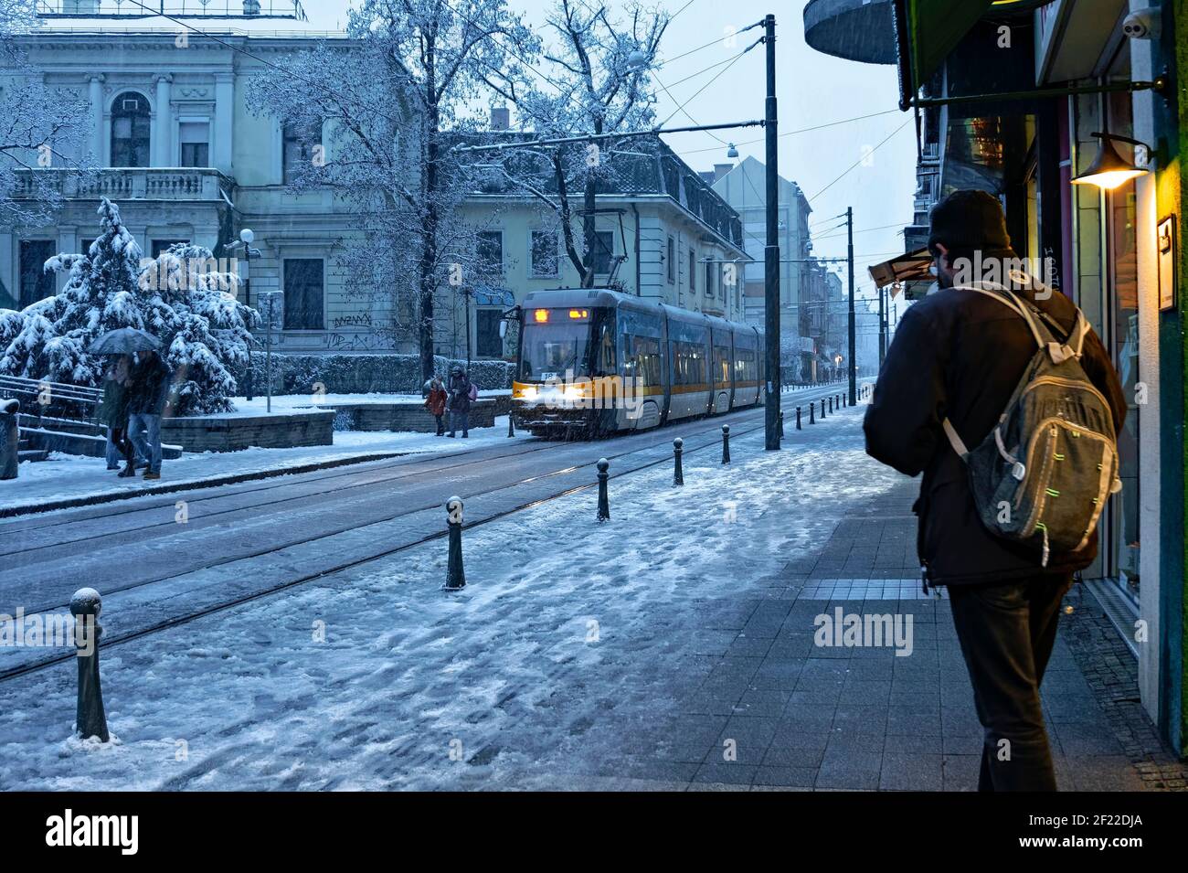 snowfall in Sofia.Bulgaria Stock Photo