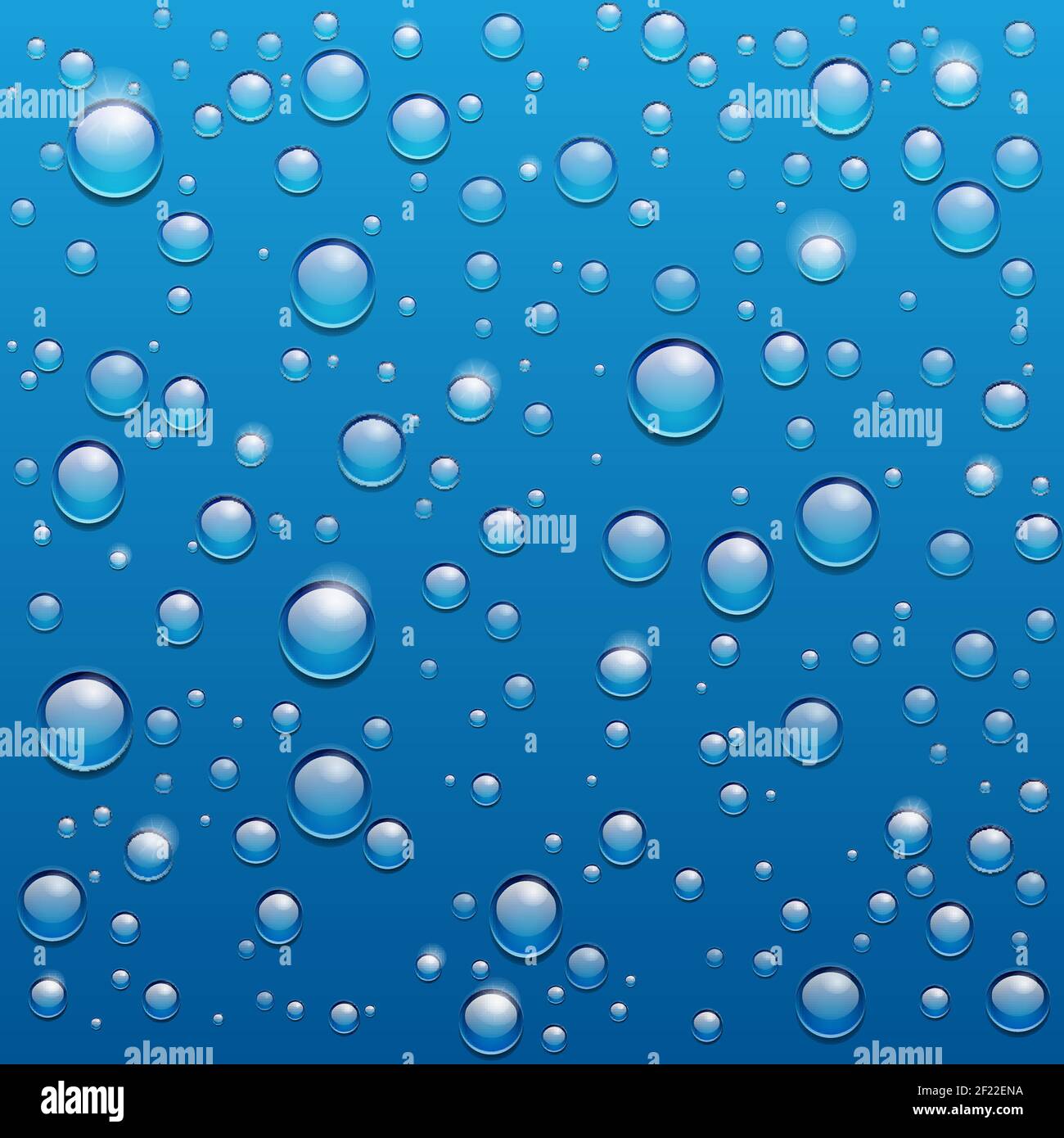 vector water drops on blue background for beautifully designed Stock Vector