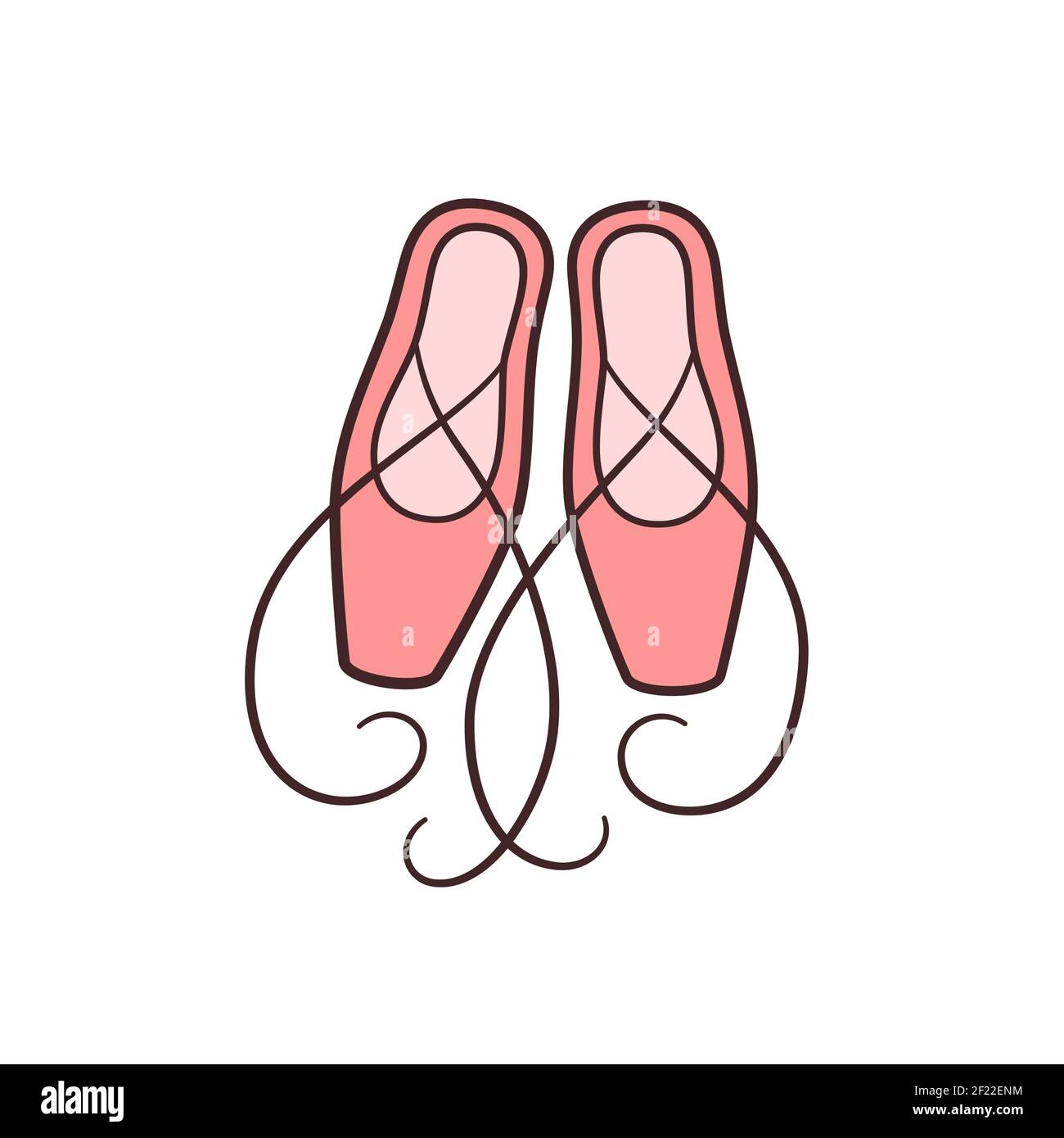 Ballet pointe shoes. Ballerina accessories Isolated vector illustration in doodle style Stock