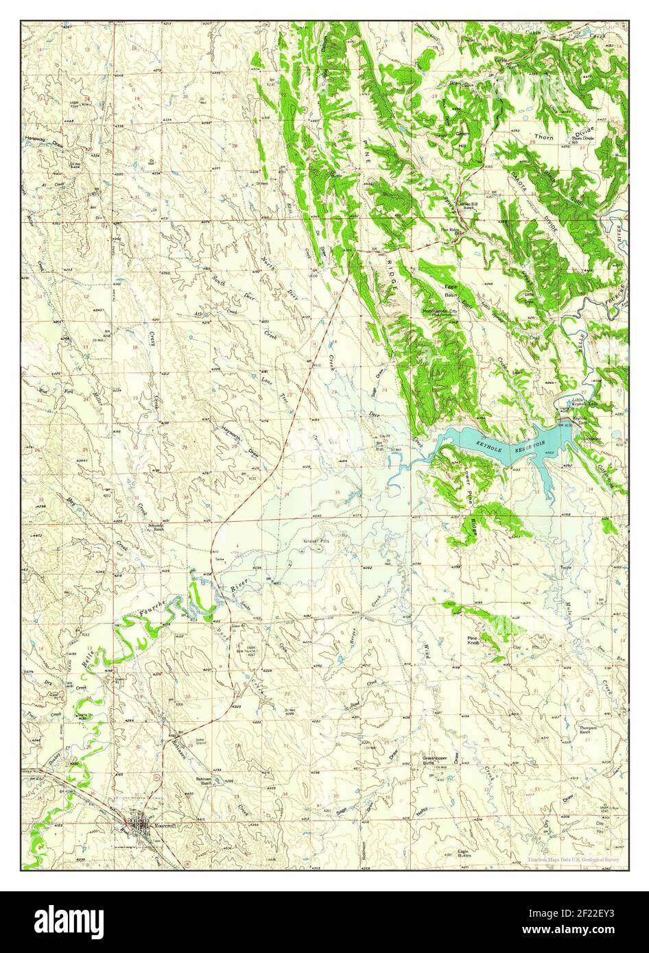 Moorcroft, Wyoming, map 1957, 162500, United States of America by