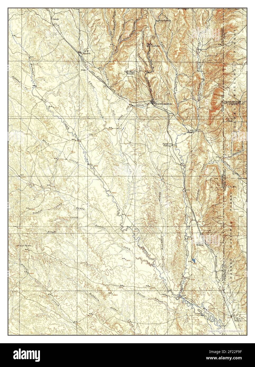 Newcastle, Wyoming, map 1901, 1125000, United States of America by