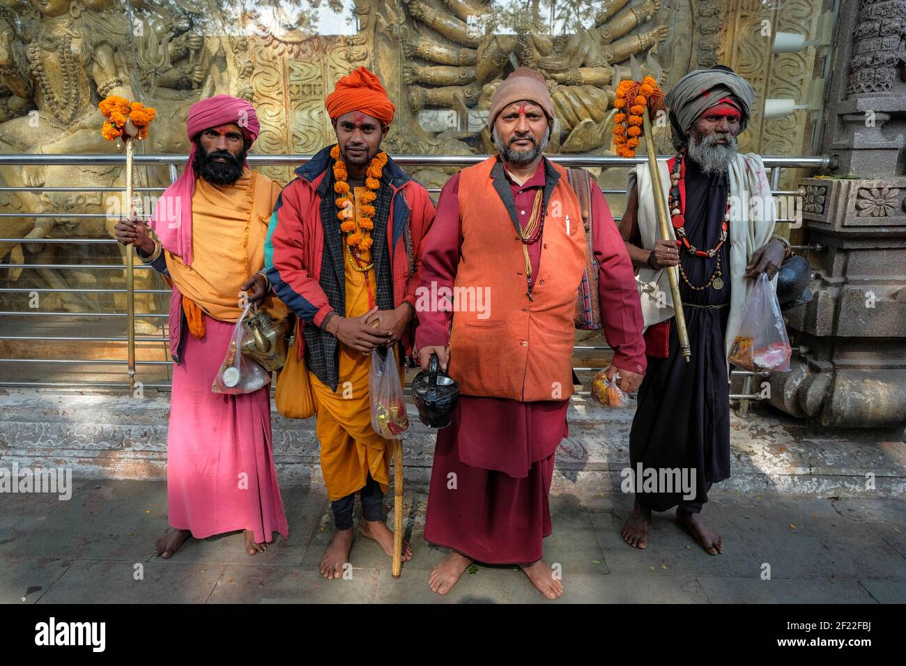 Guwahati, India - January 2021: Pilgrims in the Kamakhya Temple on January 18, 2021 in Guwahati, Assam, India. Stock Photo