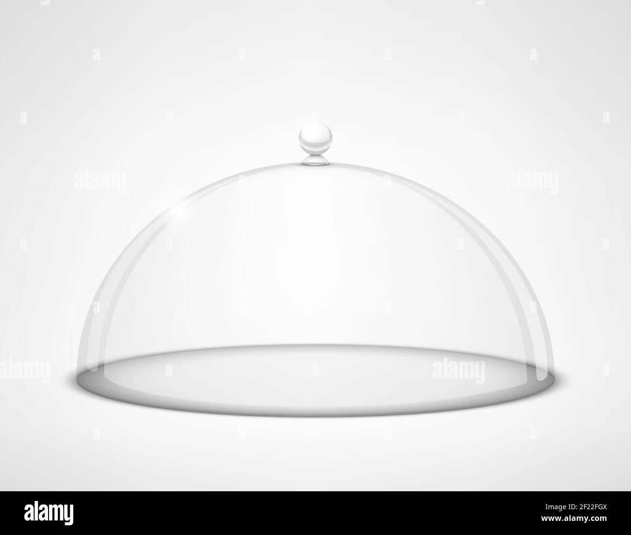 Vector Glass transparent half-sphere lid with handle on white background Stock Vector