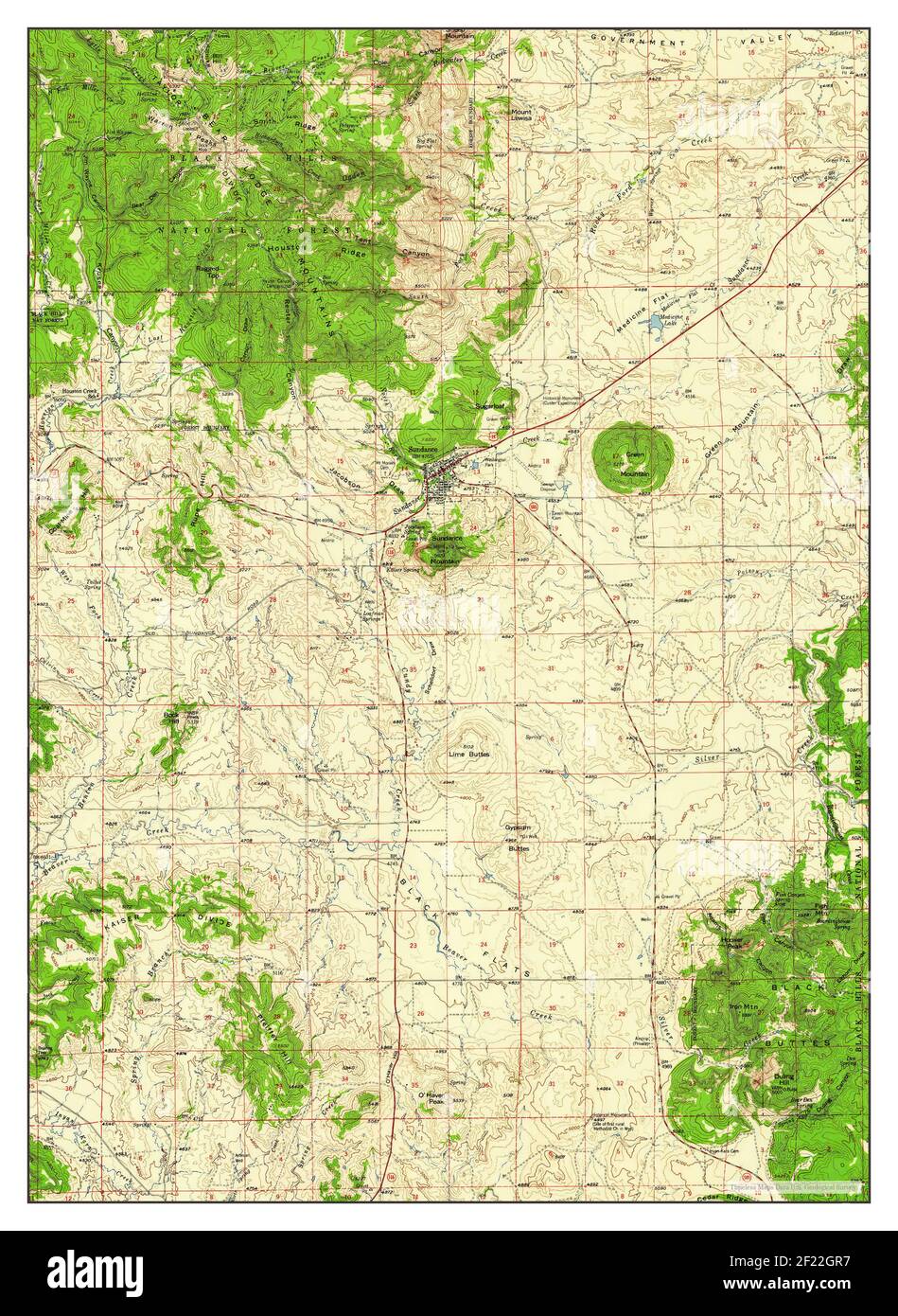 Sundance, Wyoming, map 1958, 1:62500, United States of America by Timeless Maps, data U.S. Geological Survey Stock Photo
