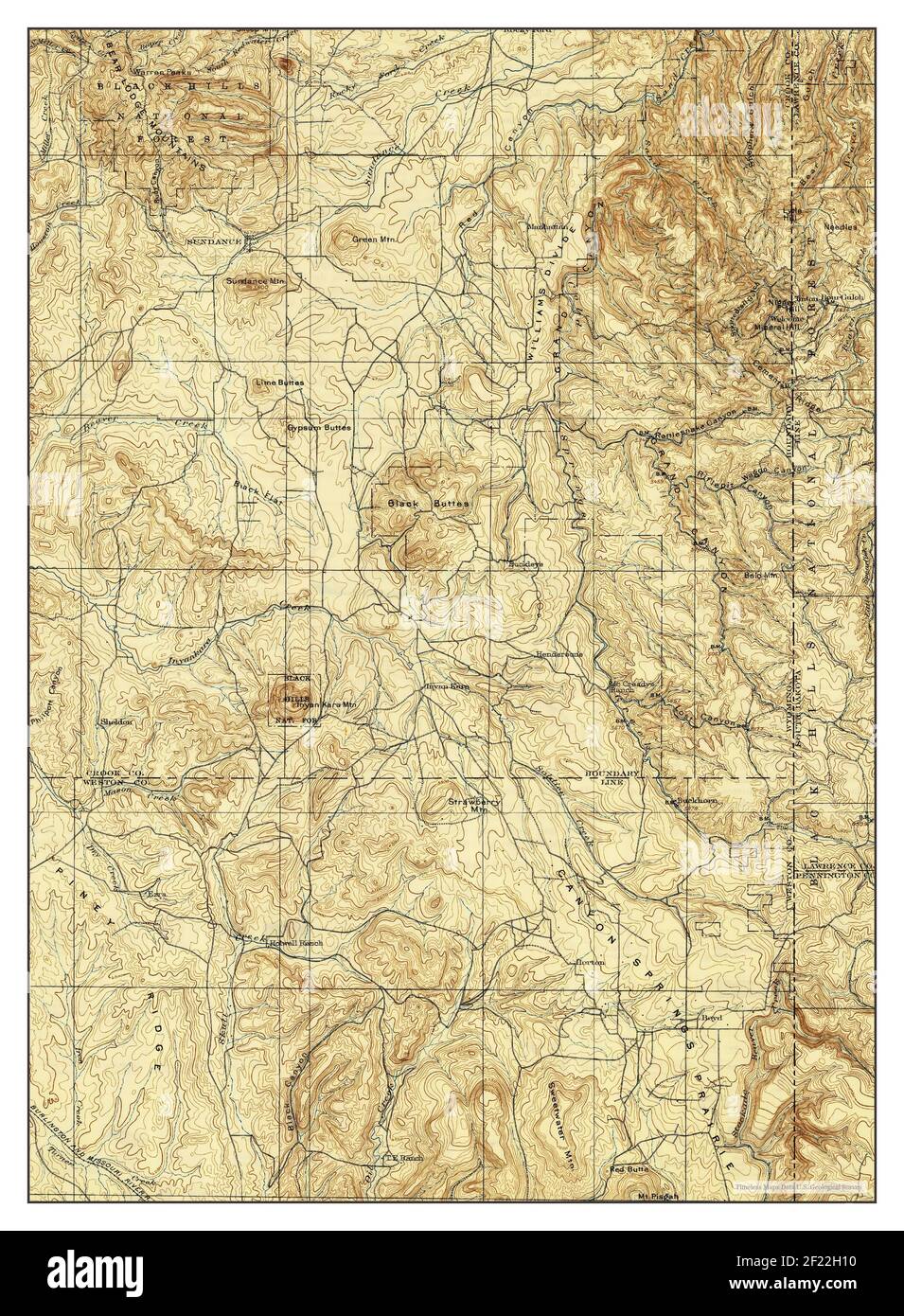 Sundance, Wyoming, map 1902, 1:125000, United States of America by Timeless Maps, data U.S. Geological Survey Stock Photo