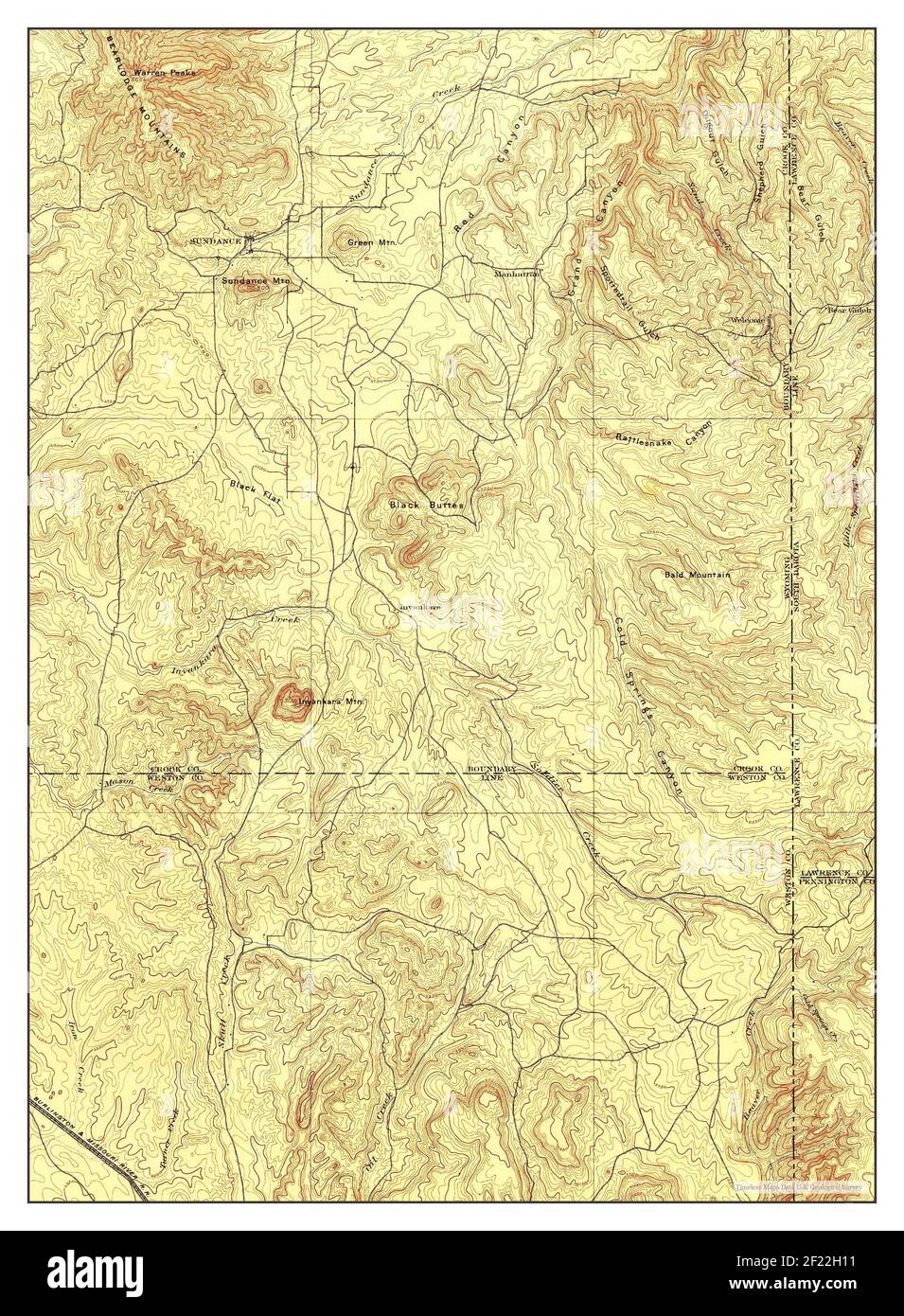 Sundance, Wyoming, map 1898, 1:125000, United States of America by Timeless Maps, data U.S. Geological Survey Stock Photo