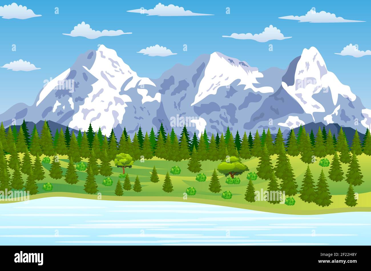 Summer landscape with meadows and mountains Stock Vector Image & Art ...