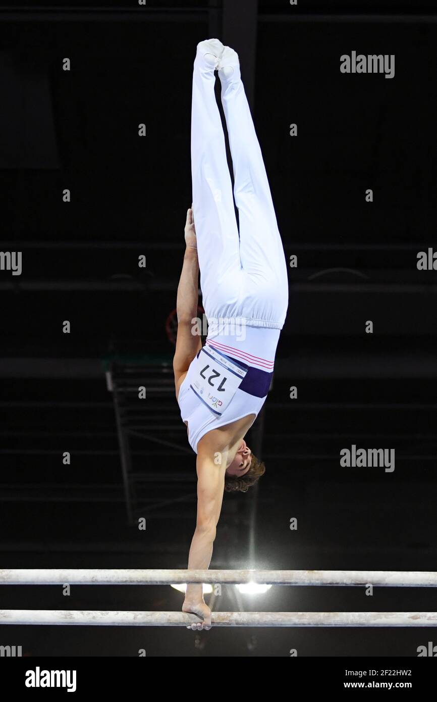 Quentin Begue competes in men gymnastic parallel bars during the European  Youth Olympic Festival 2017 in Gyor, Hungary, Day 5, on July 27th, 2017 -  Photo Philippe Millereau / KMSP / DPPI Stock Photo - Alamy