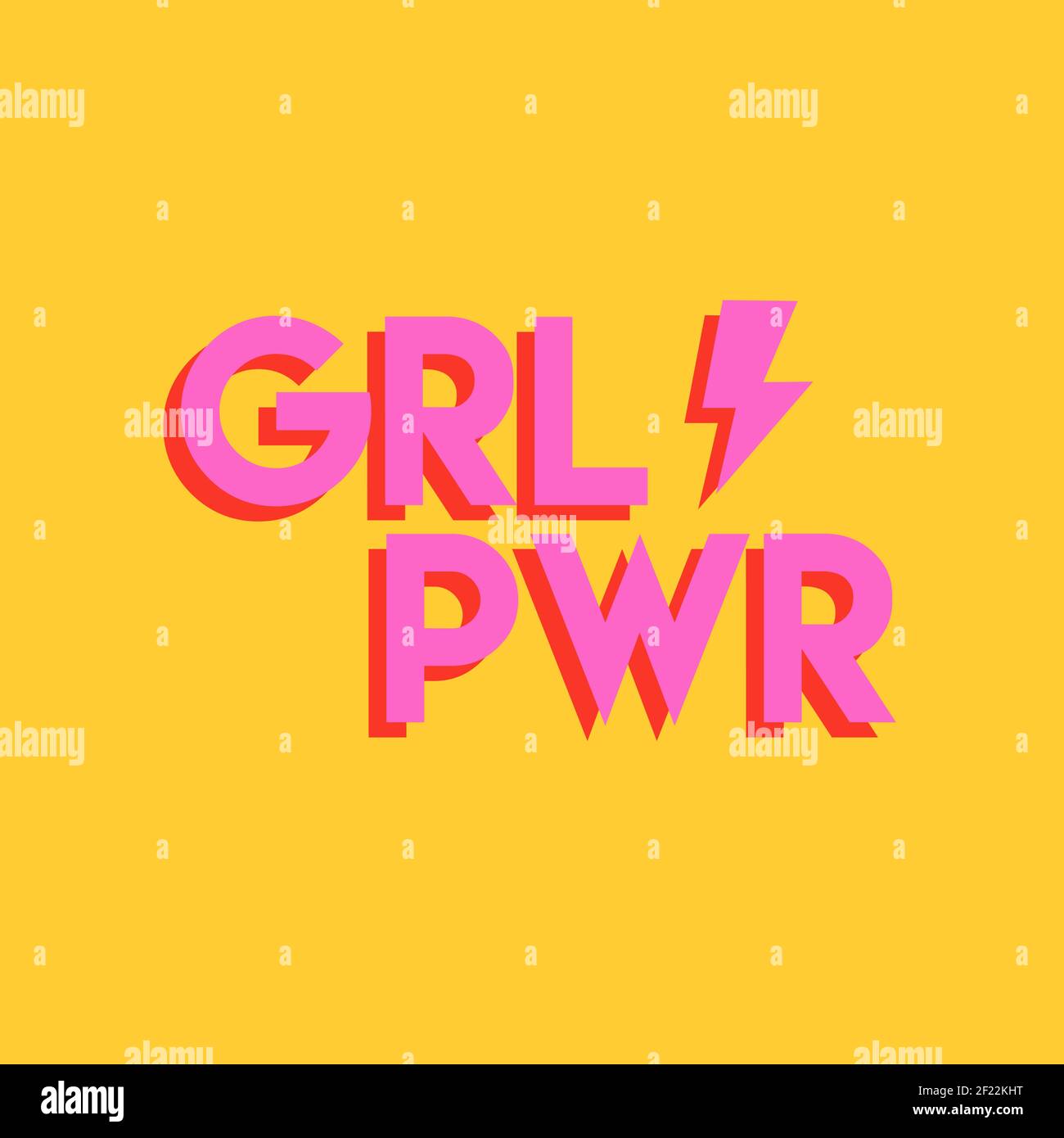 Girl Power greeting card illustration. Pink hand drawn grl pwr typography quote for march 8th women rights campaign or female empowerment concept. Stock Vector