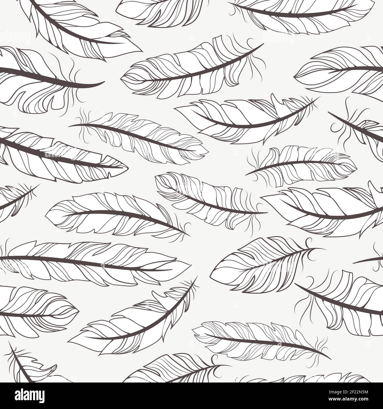 Vintage seamless pattern with hand-drawn feathers vector illustration ...
