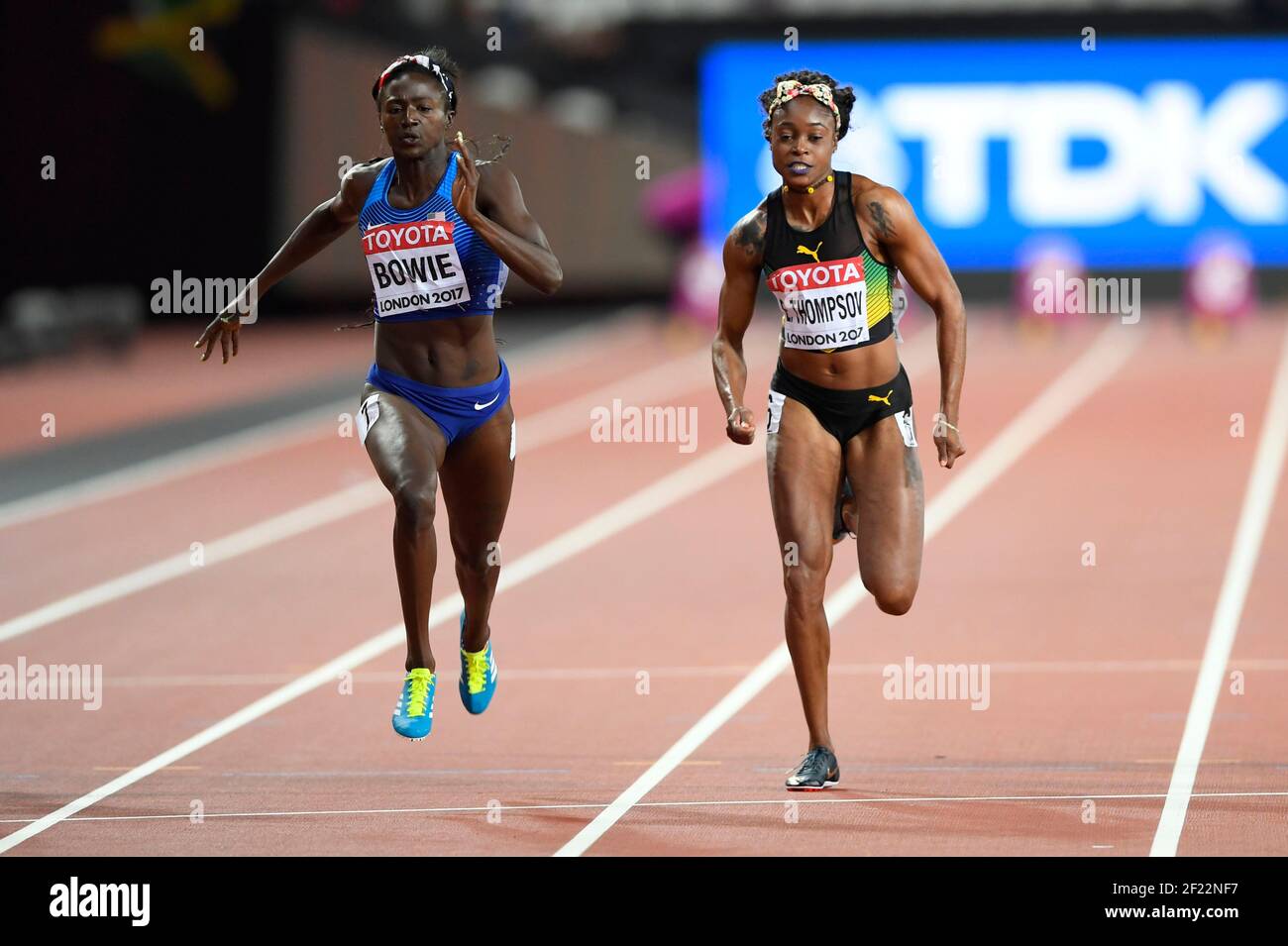 Tori Bowie (USA) win the gold medal in 100 Metres Women during the Athletics World Championships